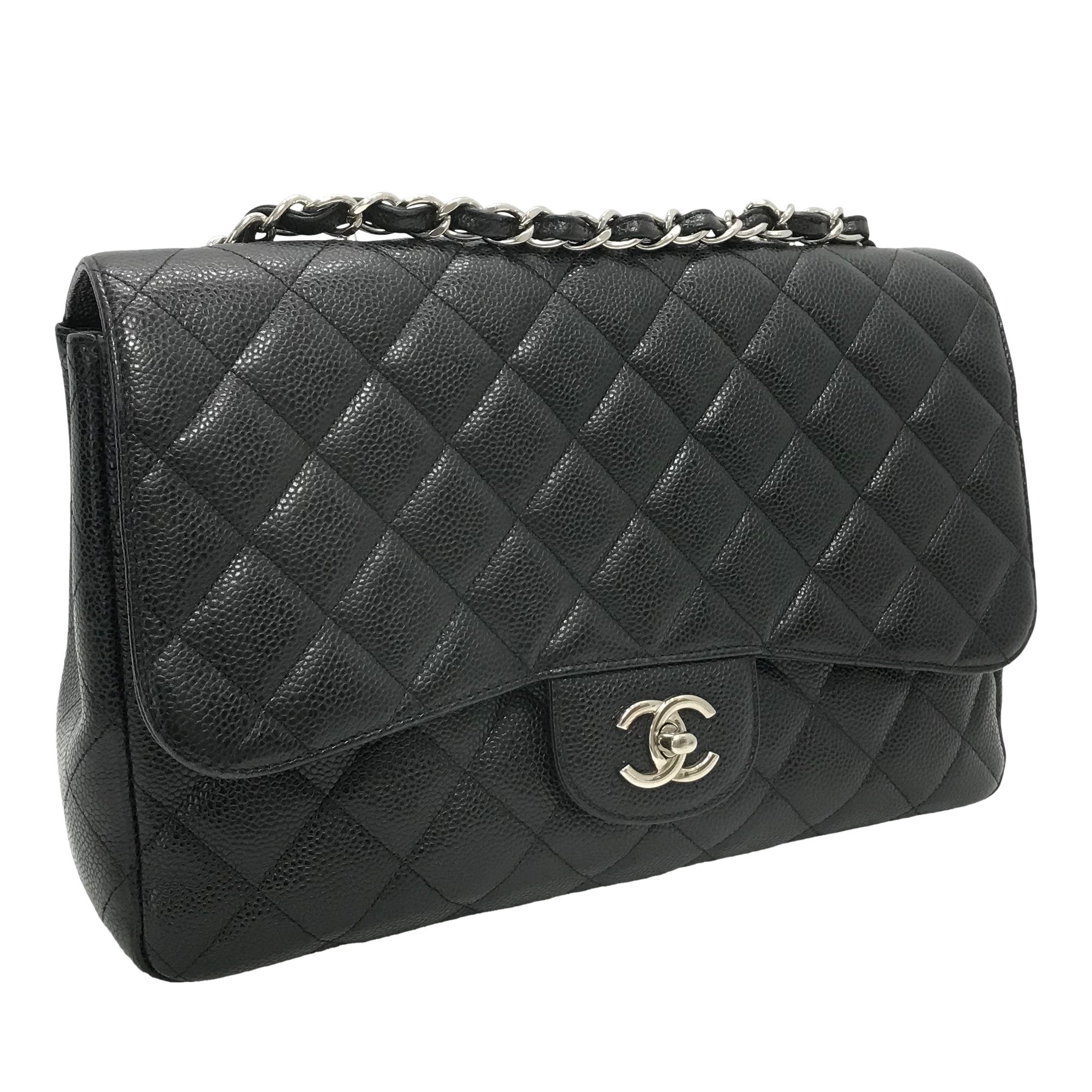 Chanel Black Caviar Classic Jumbo Single Flap Bag