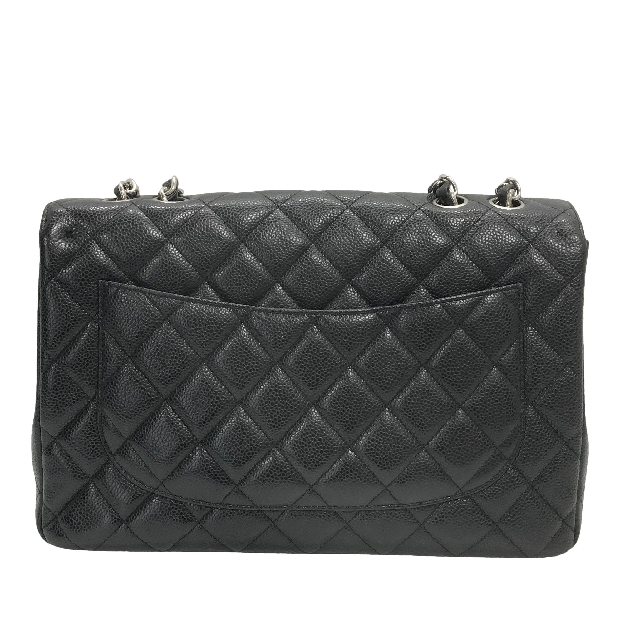 Chanel Black Caviar Classic Jumbo Single Flap Bag