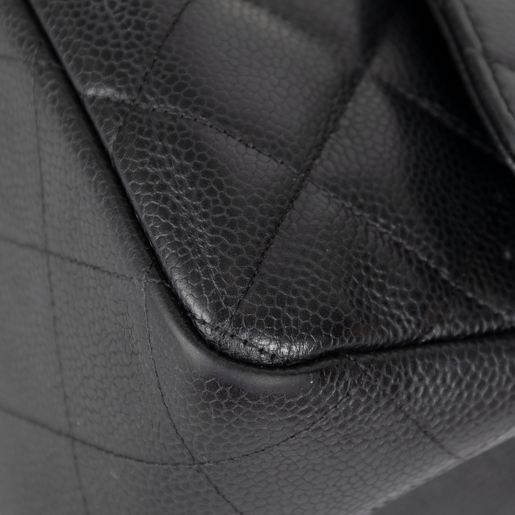Chanel Black Caviar Classic Jumbo Single Flap Bag w/ Receipt & Authenticity Card