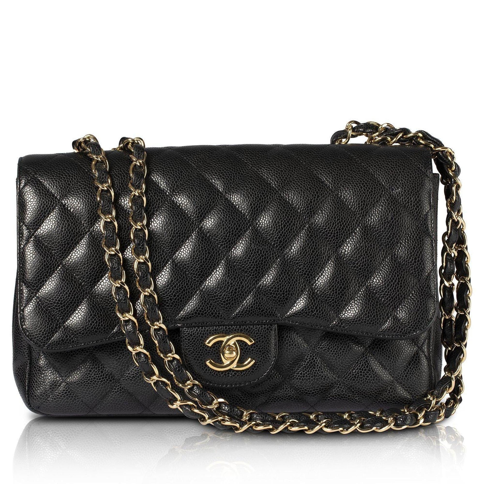 Chanel Black Caviar Classic Jumbo Single Flap Bag