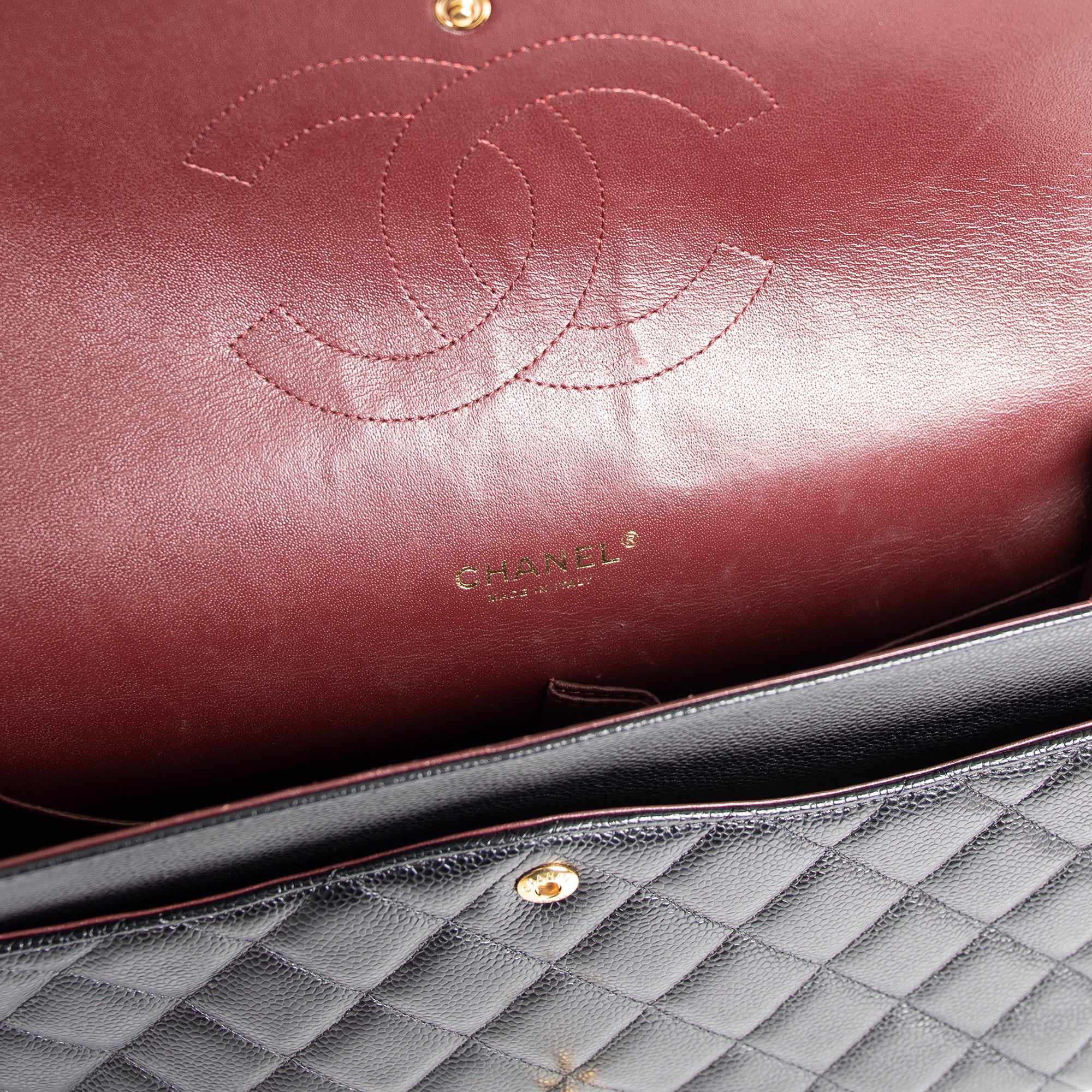 Chanel Black Caviar Classic Maxi Double Flap Bag w/ Box & Authenticity Card