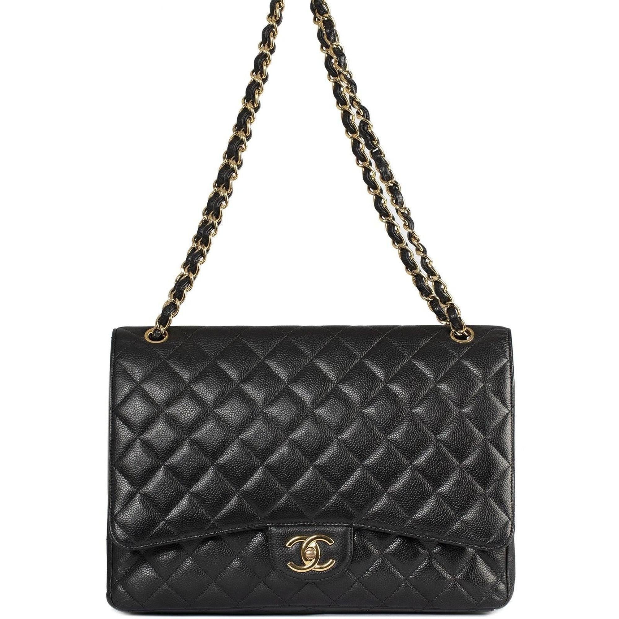 Chanel Black Caviar Classic Maxi Double Flap Bag