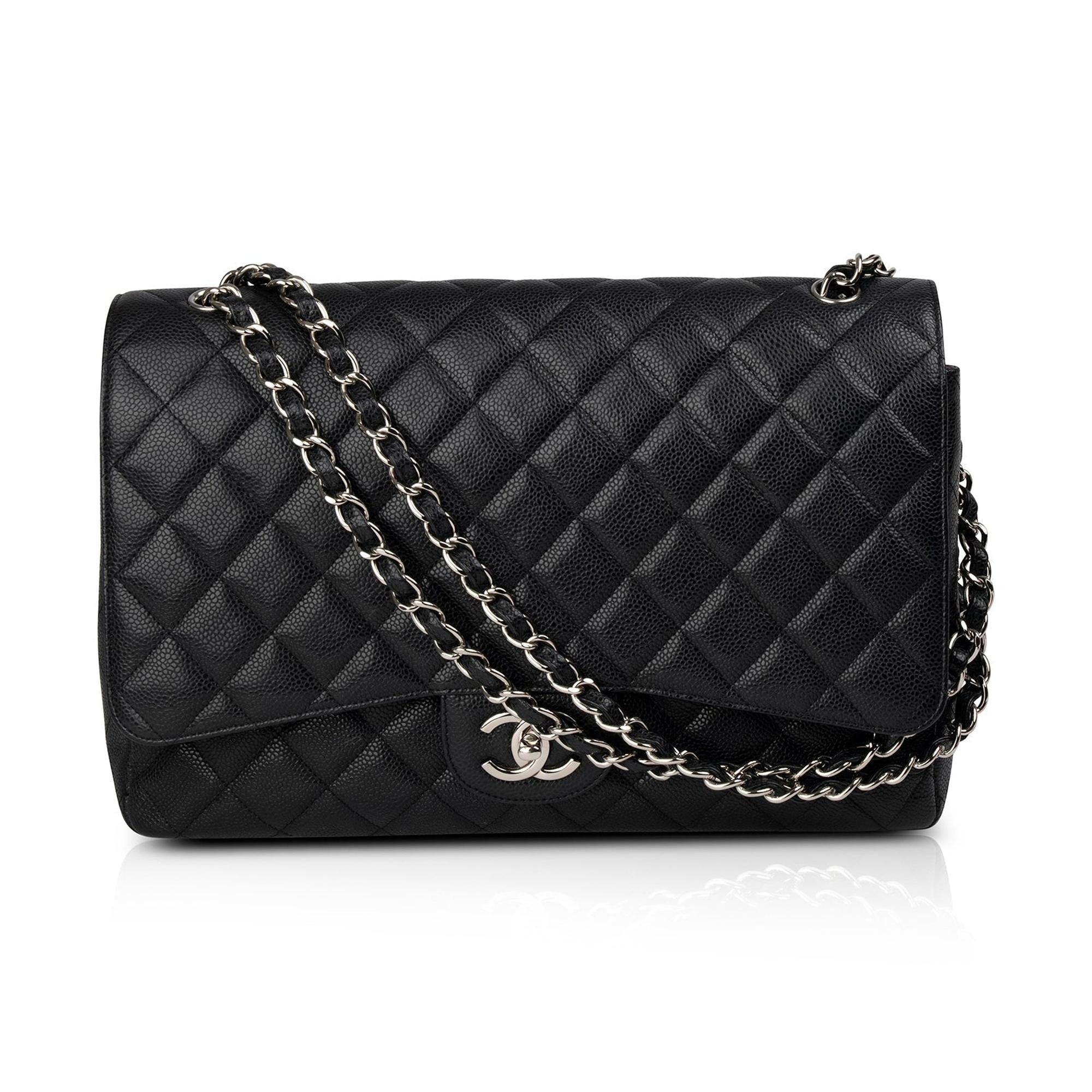 Chanel Black Caviar Classic Maxi Double Flap Bag