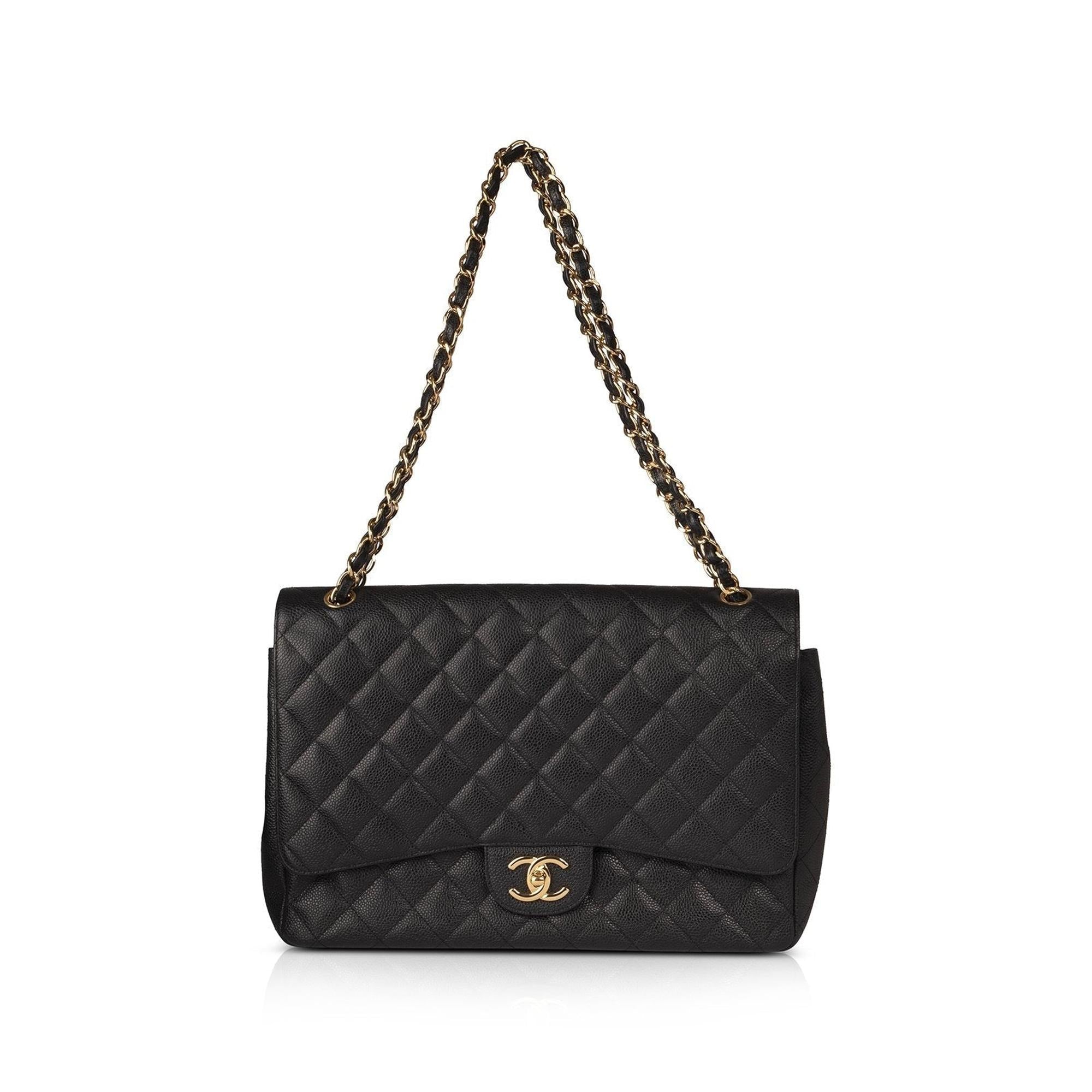 Chanel Black Caviar Classic Maxi Double Flap Bag