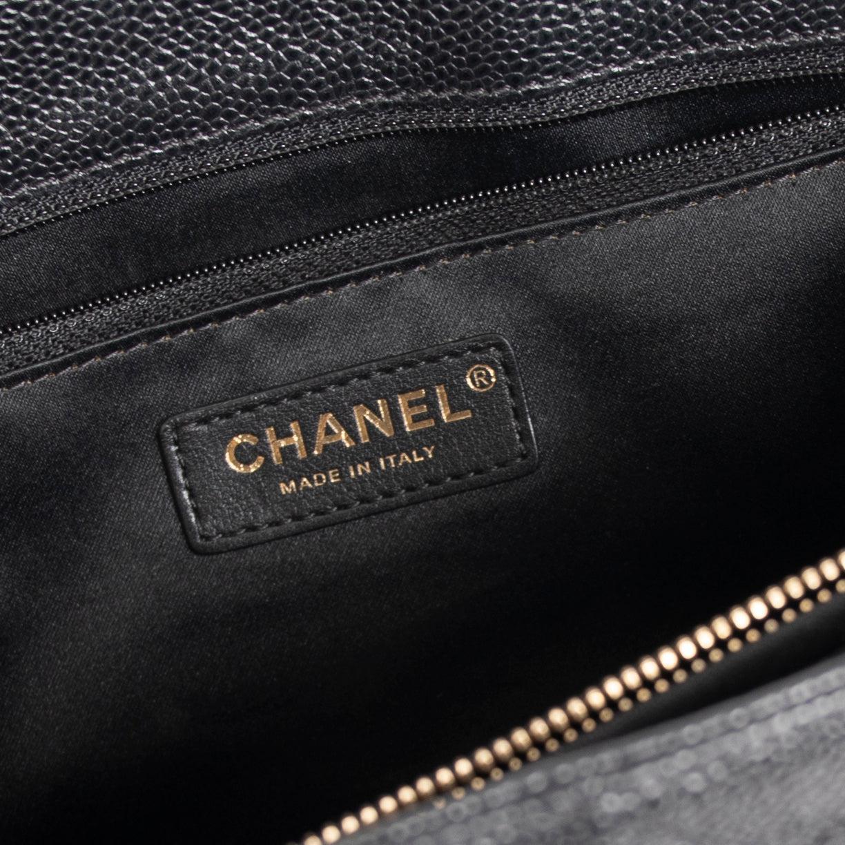 Chanel Black Caviar Leather Grand Shopping Tote (GST) w/ Authenticity Card