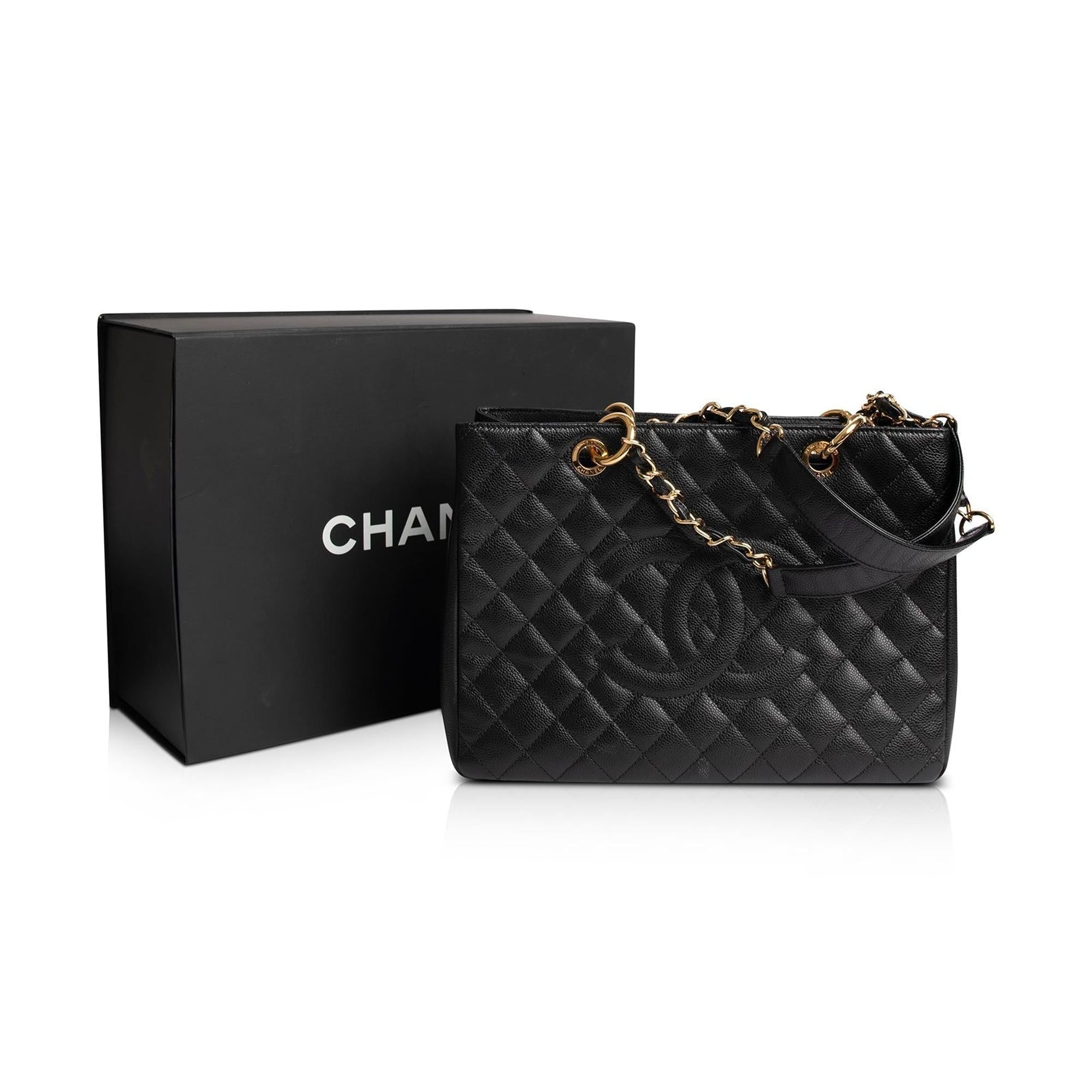 Chanel Black Caviar Leather Grand Shopping Tote (GST) w/ Box