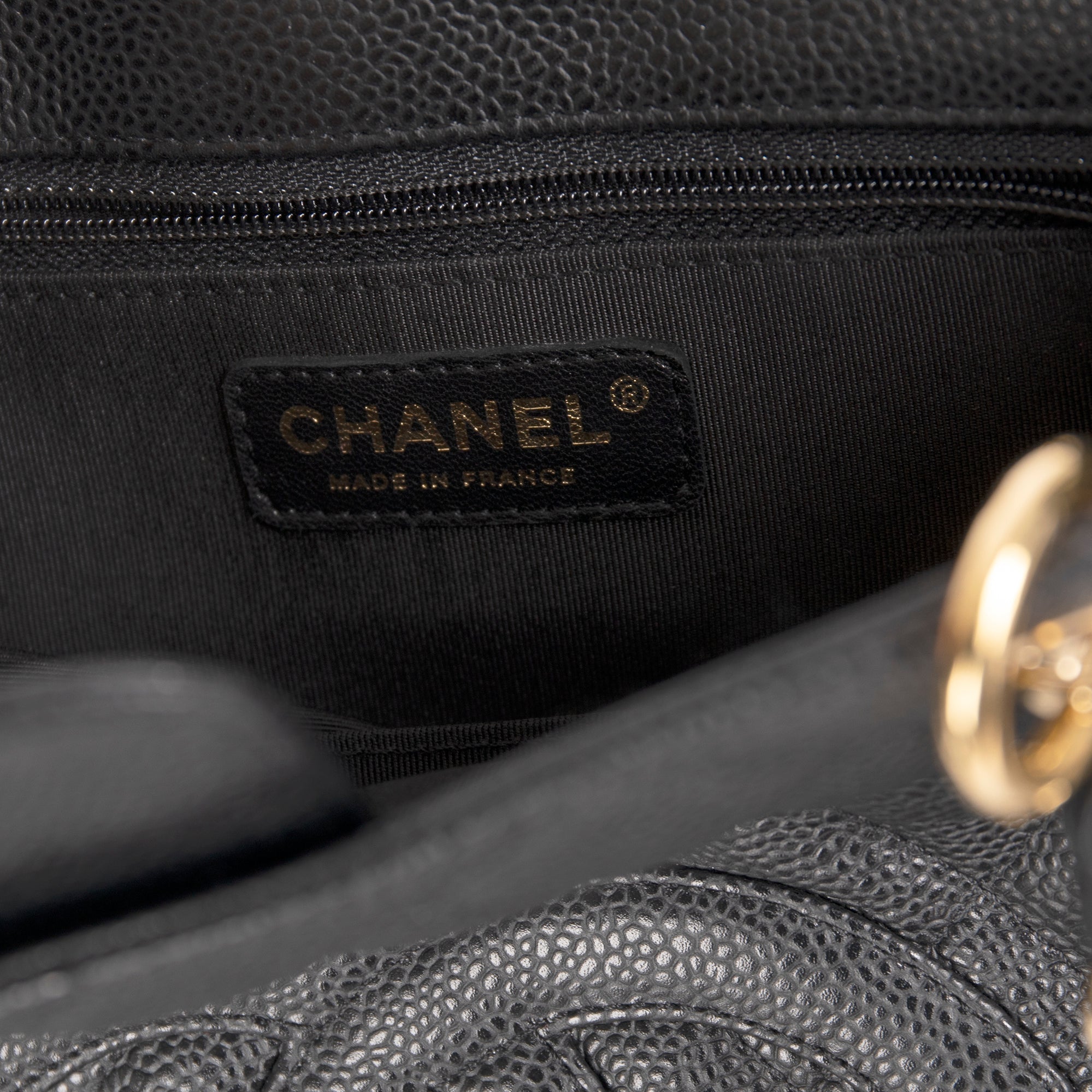 Chanel Black Caviar Leather Petite Shopping Tote