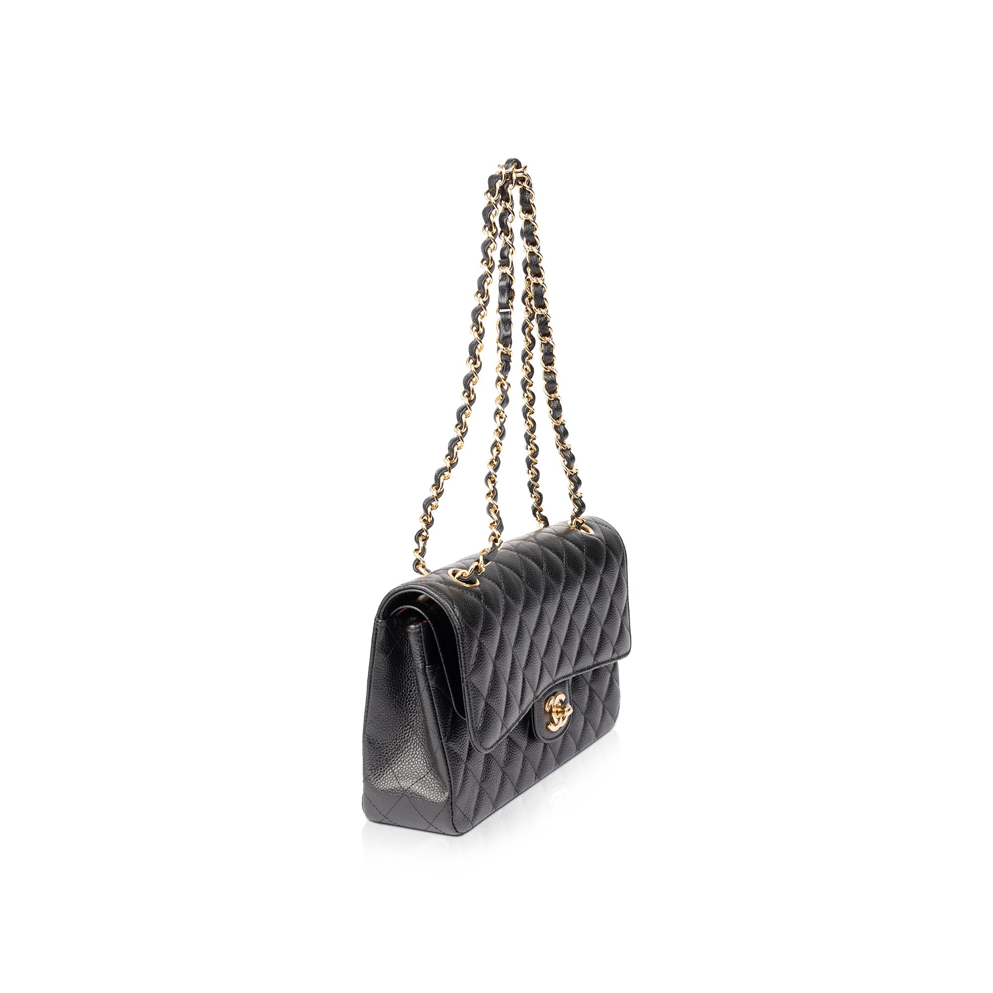 Chanel Black Caviar Medium Classic Double Flap Bag w/ Box