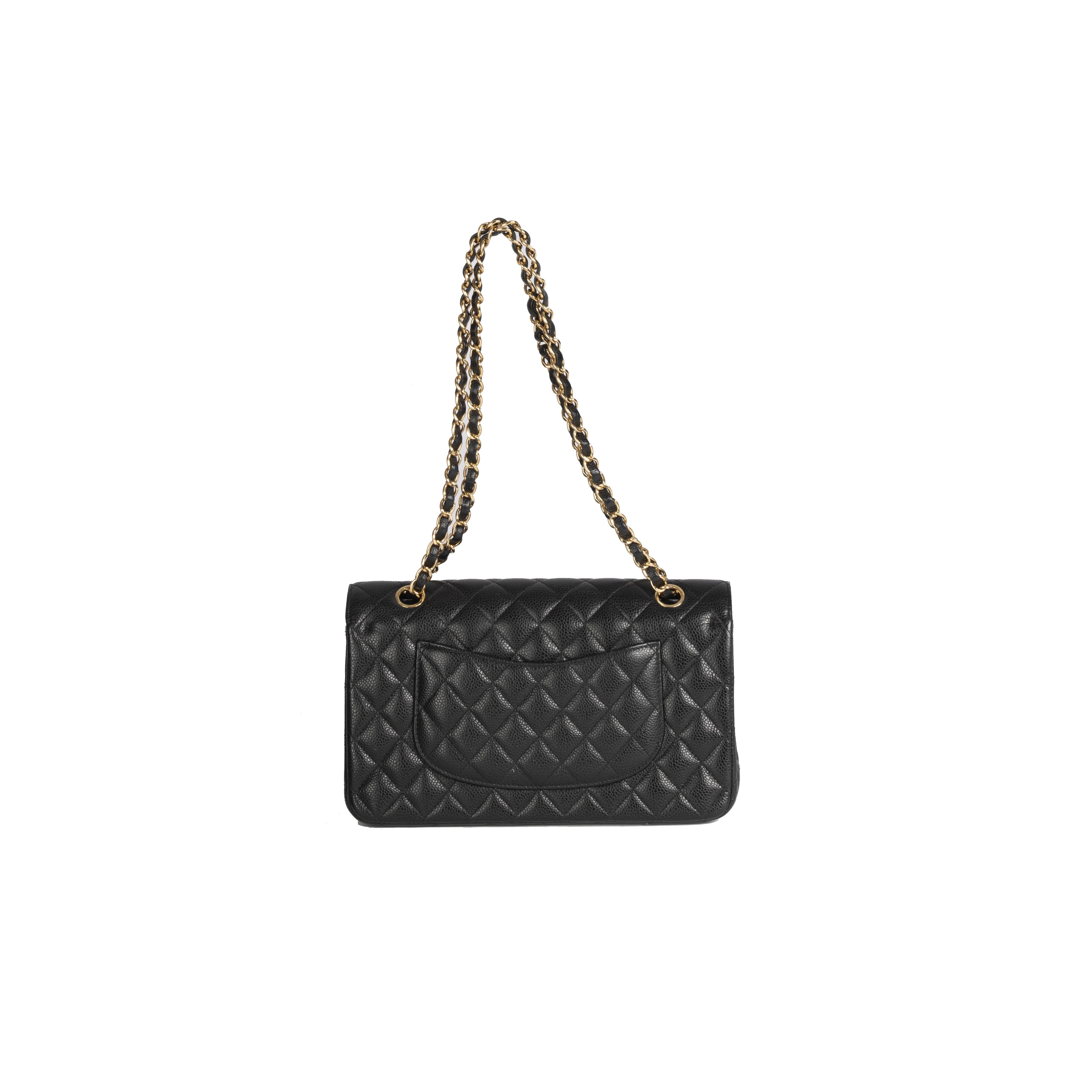 Chanel Black Caviar Medium Classic Double Flap Bag w/ Box