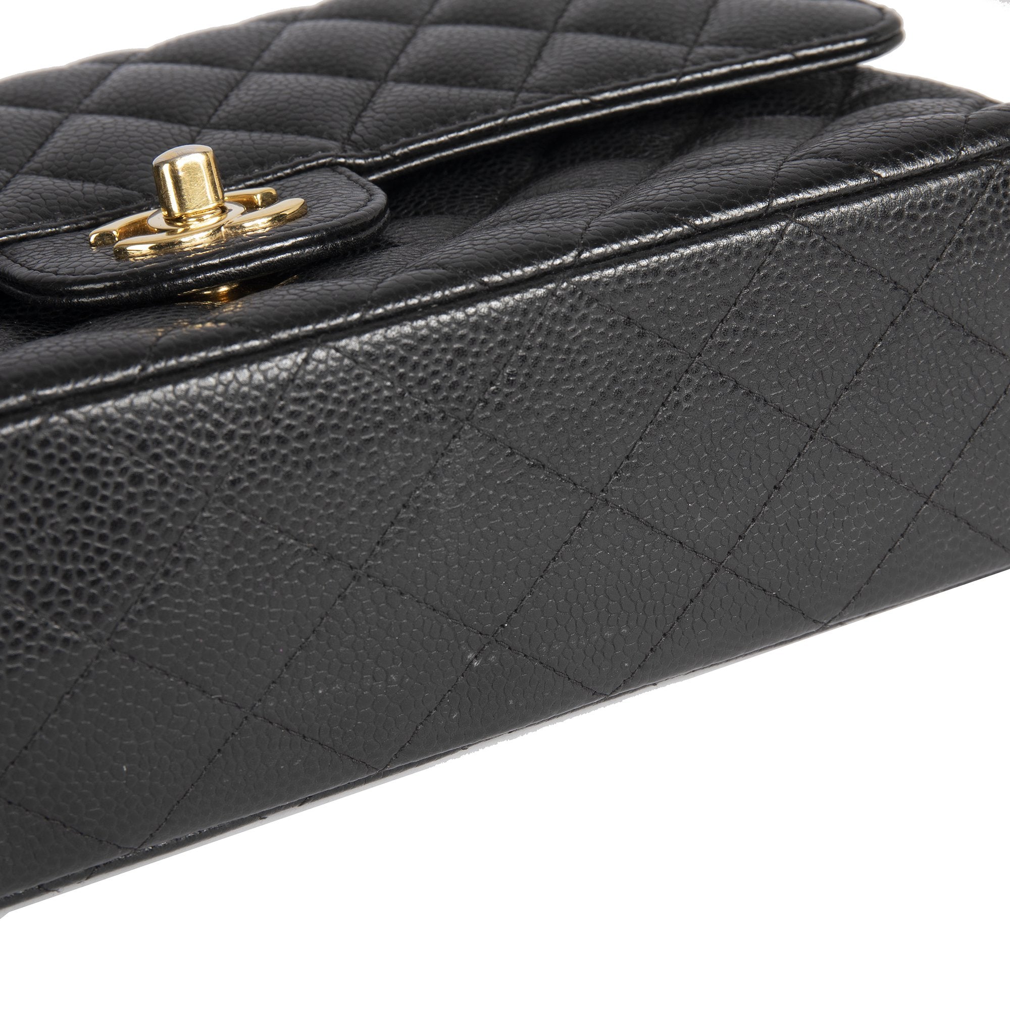 Chanel Black Caviar Medium Classic Double Flap Bag w/ Box