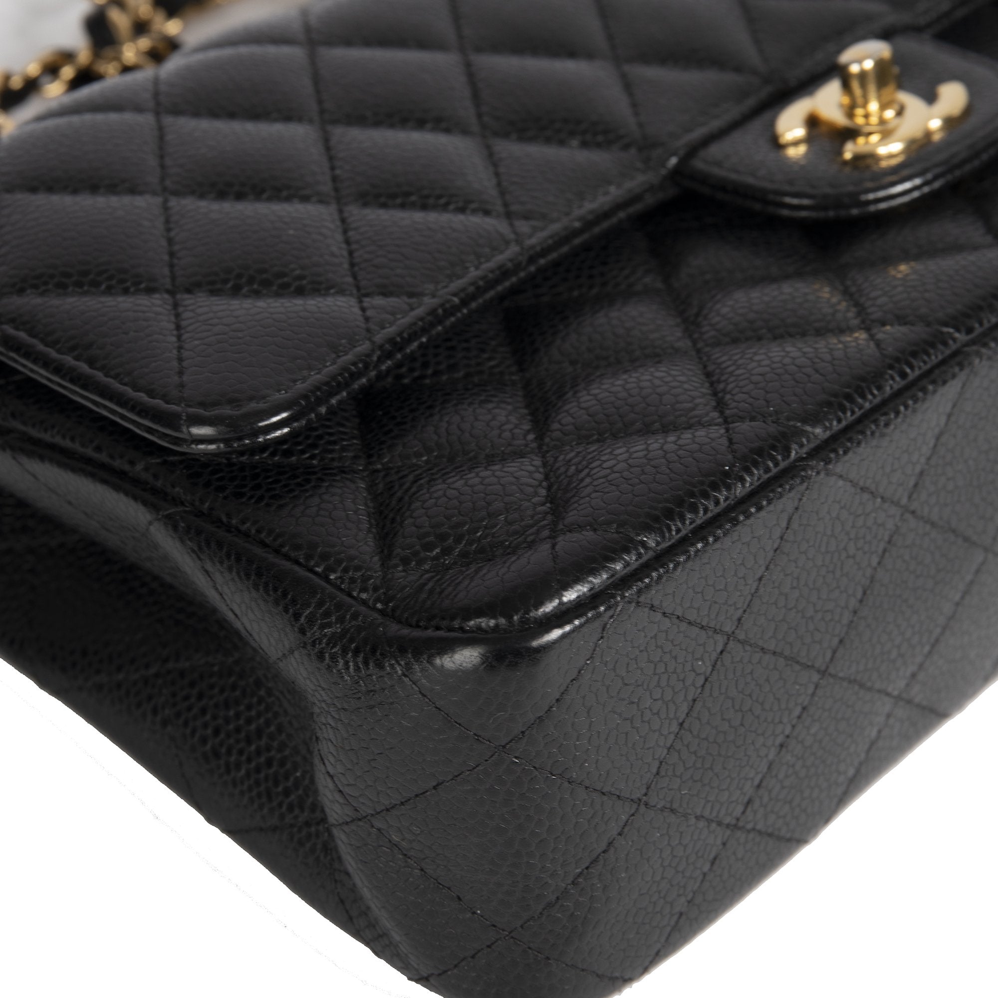 Chanel Black Caviar Medium Classic Double Flap Bag w/ Box