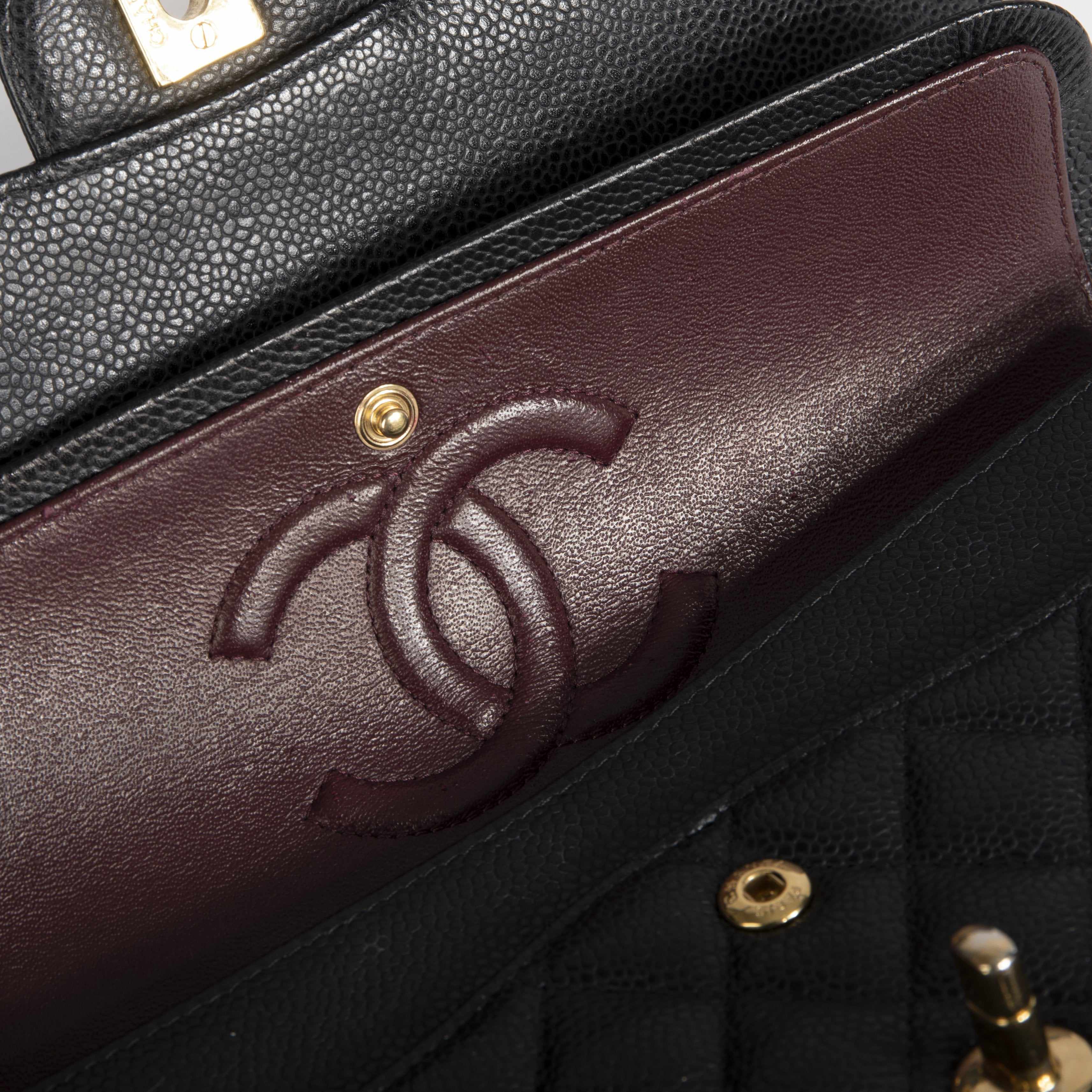 Chanel Black Caviar Medium Classic Double Flap Bag w/ Box