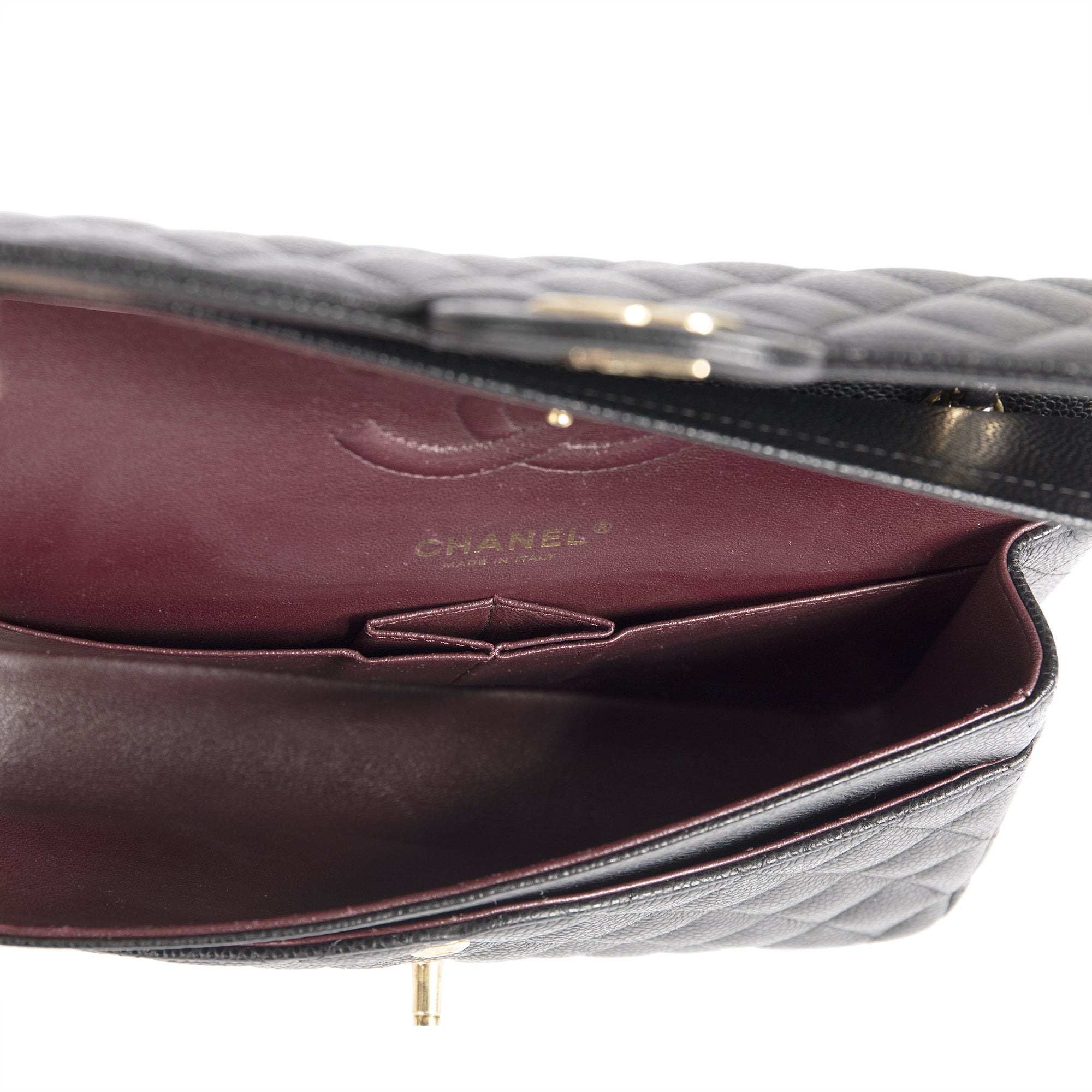 Chanel Black Caviar Medium Classic Double Flap Bag w/ Box