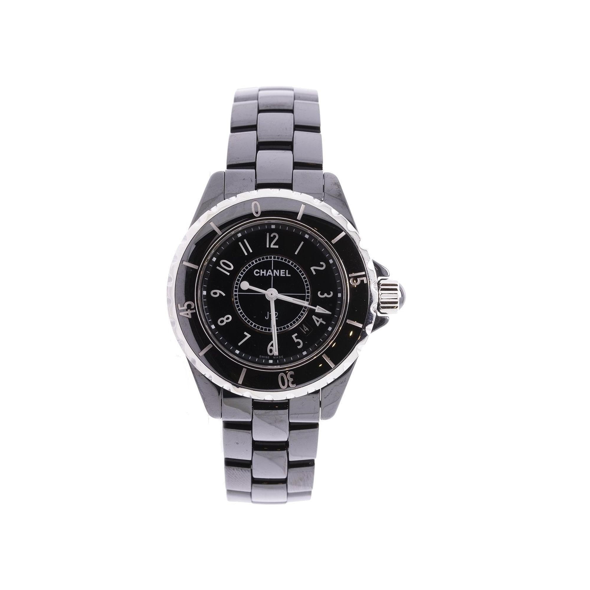 Chanel Black Ceramic J12 Watch w/ Box & Authenticity Card