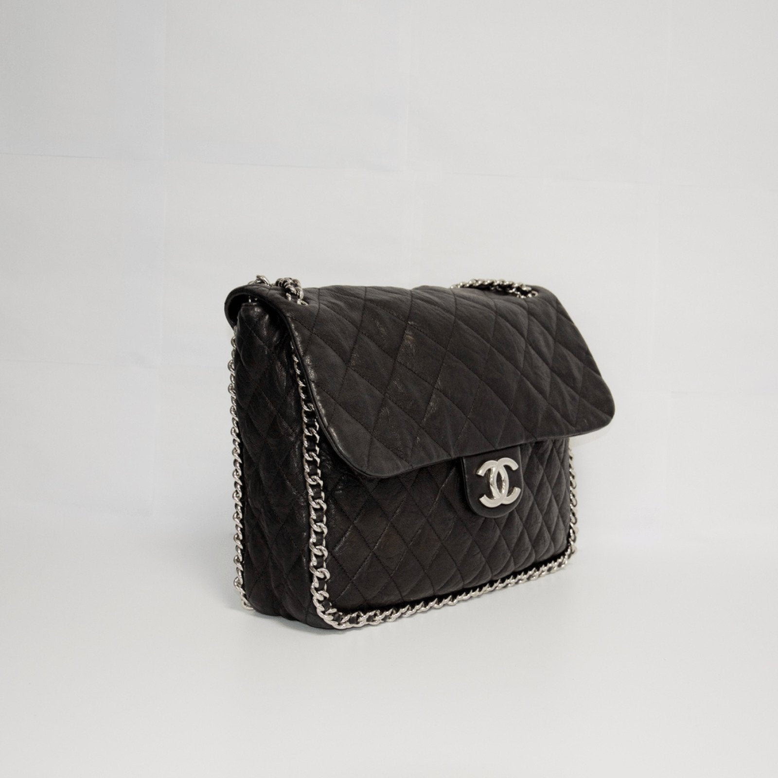 Chanel Black Chain Around Maxi Bag