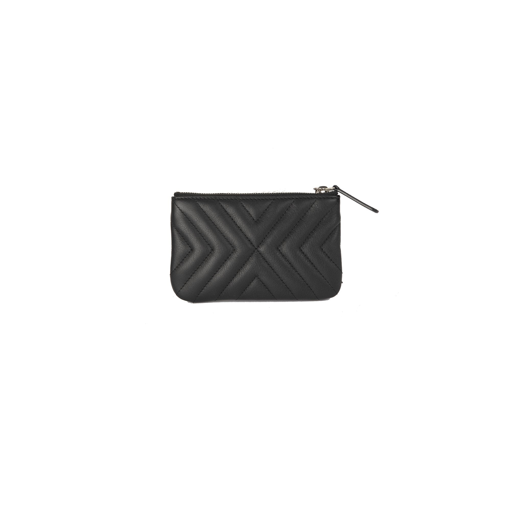Chanel Black Chevron Tassel Mini Zip Pouch