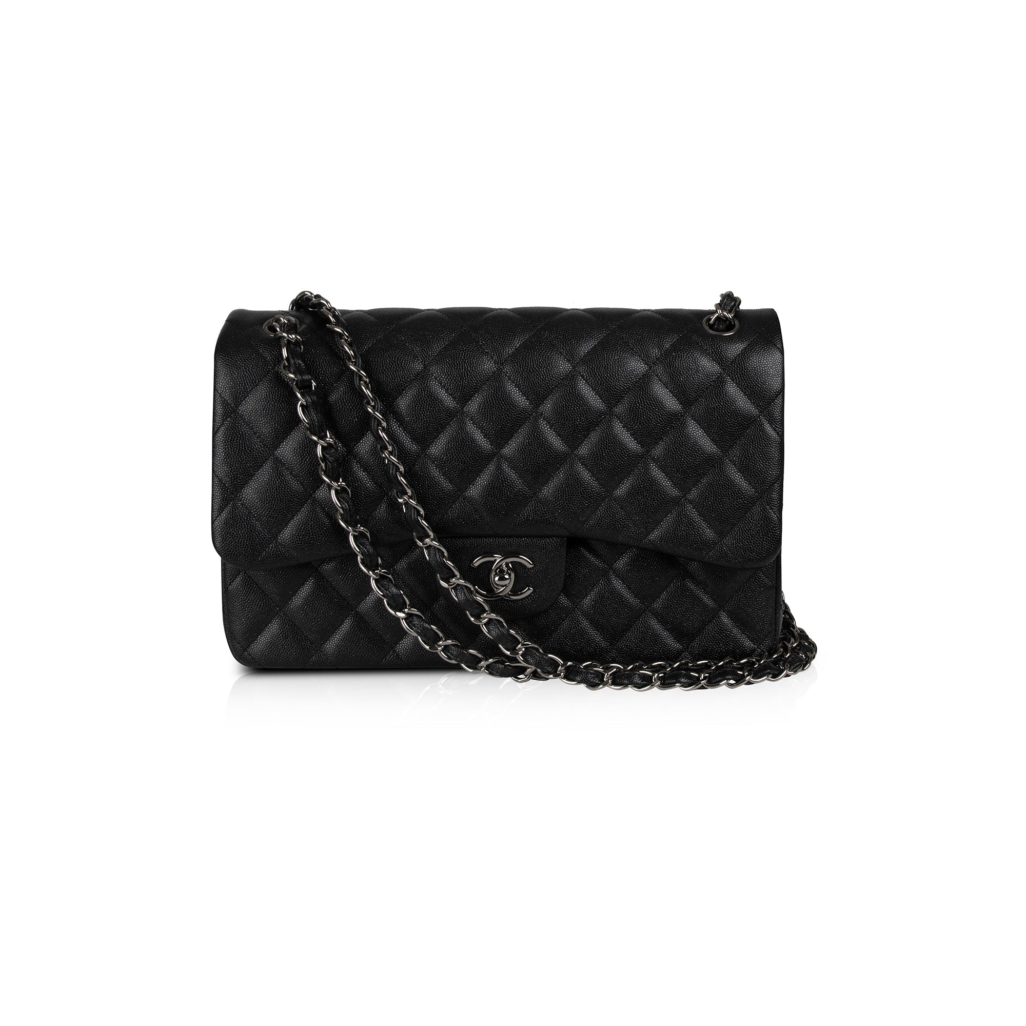 Chanel Black Iridescent Caviar Classic Jumbo Double Flap Bag