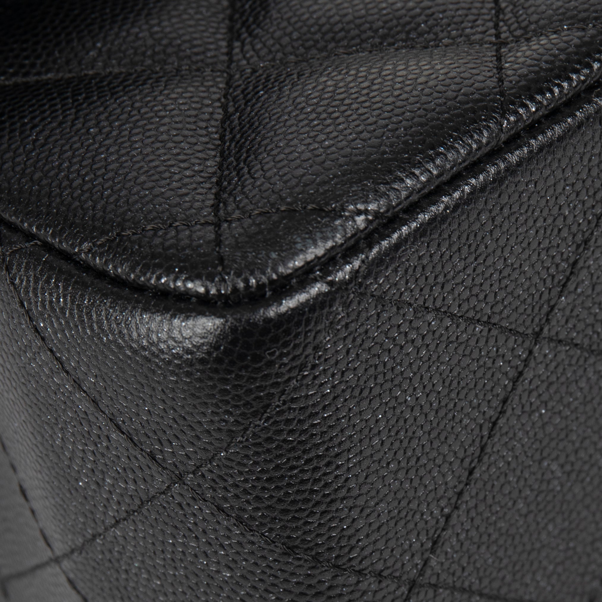 Chanel Black Iridescent Caviar Classic Jumbo Double Flap Bag