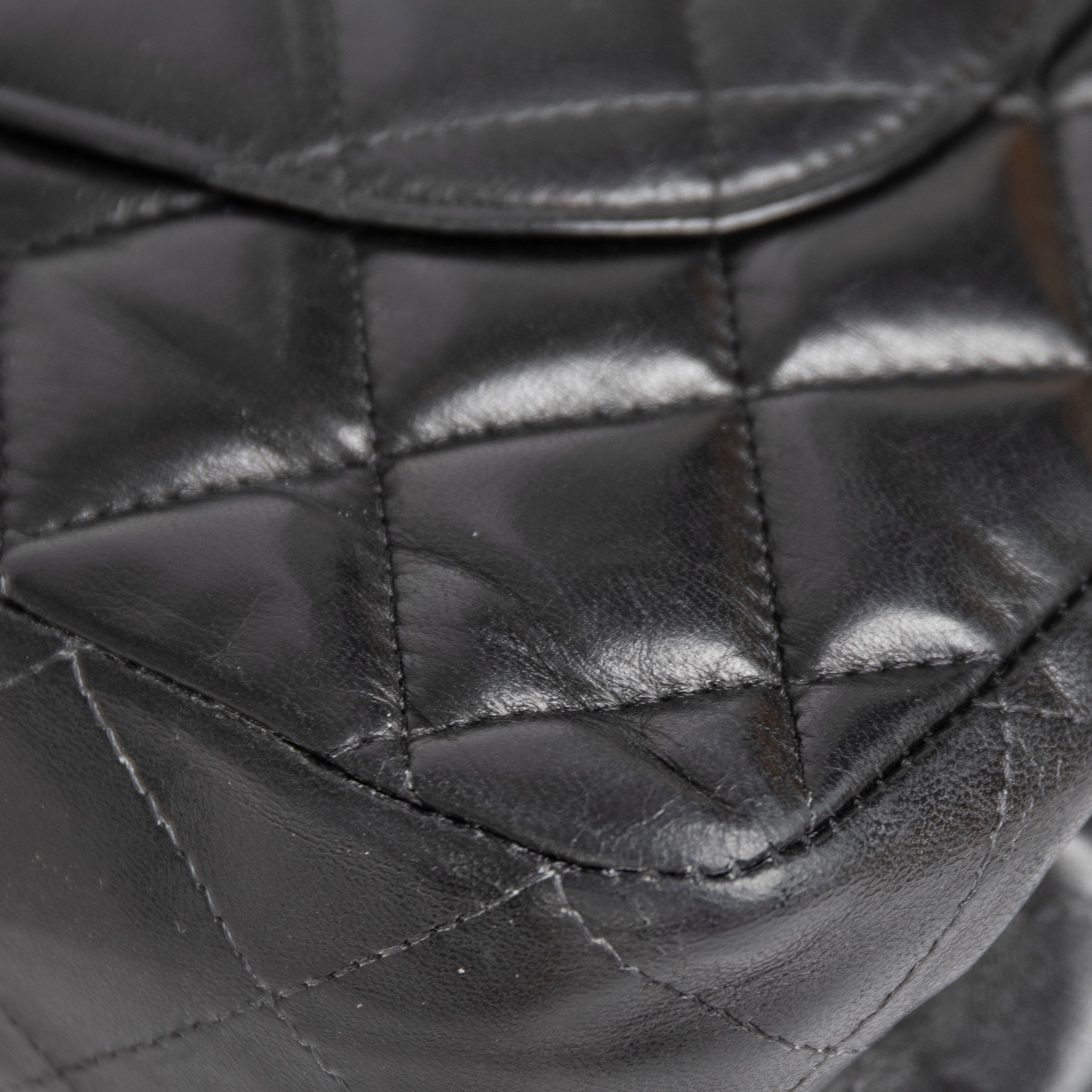 Chanel Black Lambskin Bijoux Chain Jumbo Single Flap Bag w