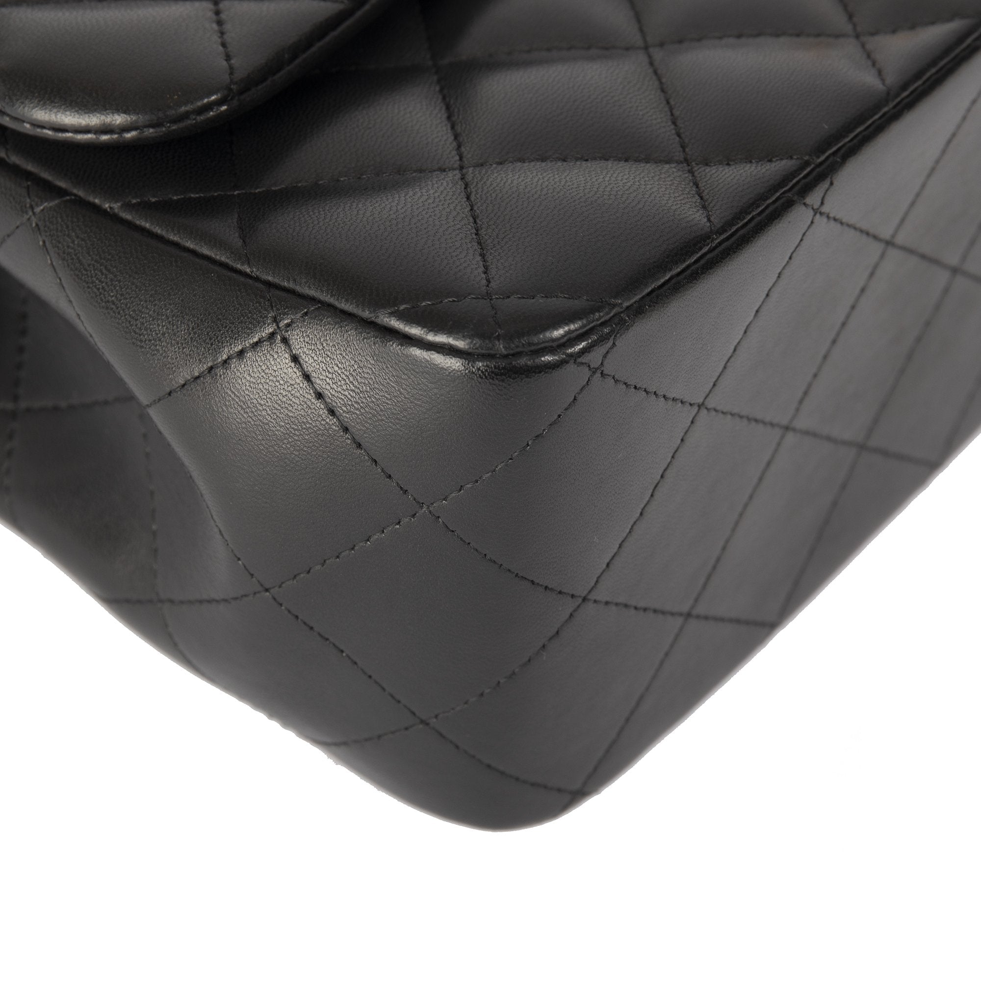 Chanel Black Lambskin Classic Jumbo Double Flap Bag w/ Box