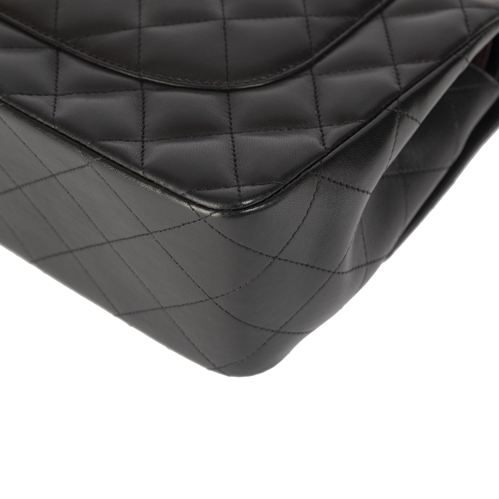 Chanel Black Lambskin Classic Jumbo Double Flap Bag w/ Box