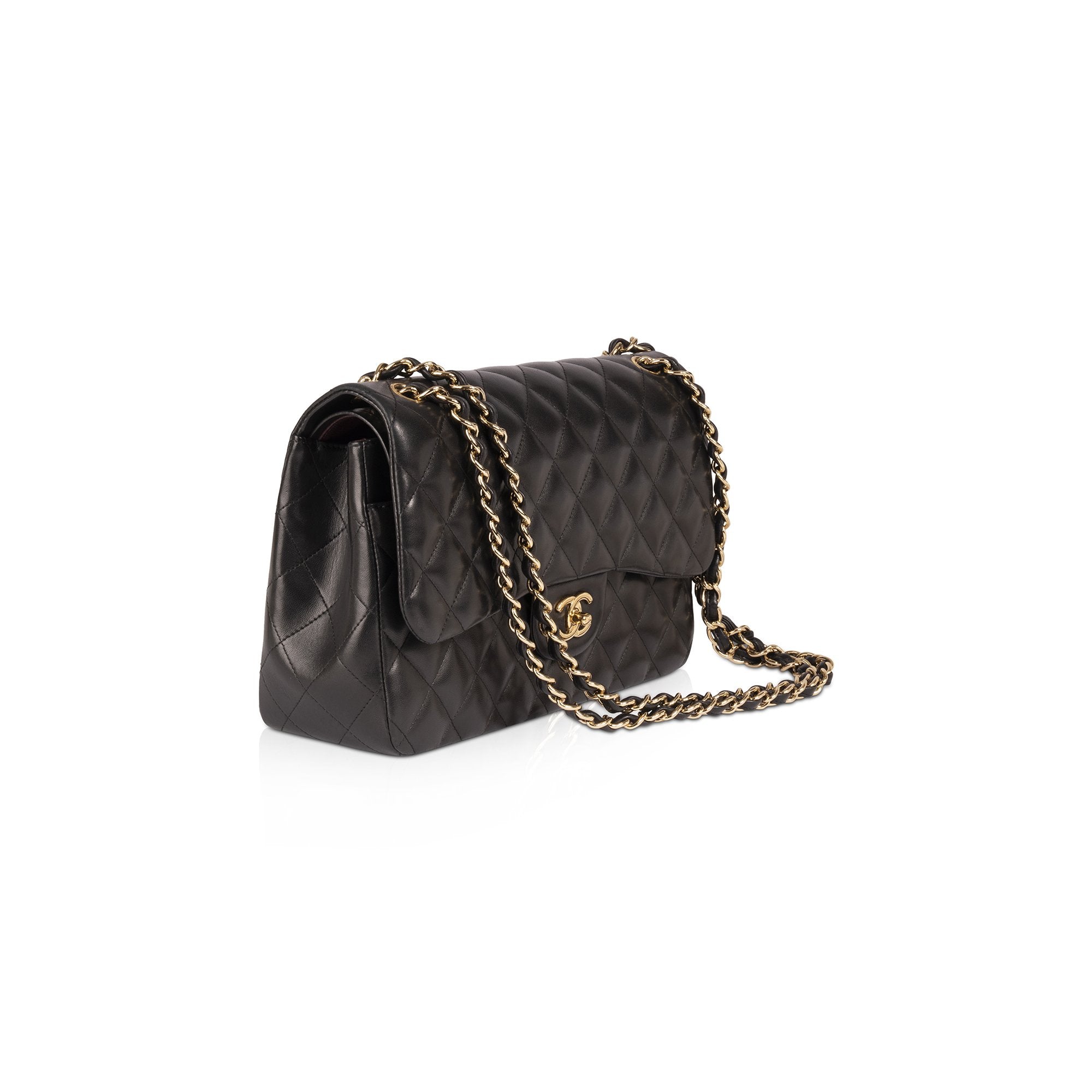 Chanel Black Lambskin Classic Jumbo Double Flap Bag w/ Box & Authenticity Card