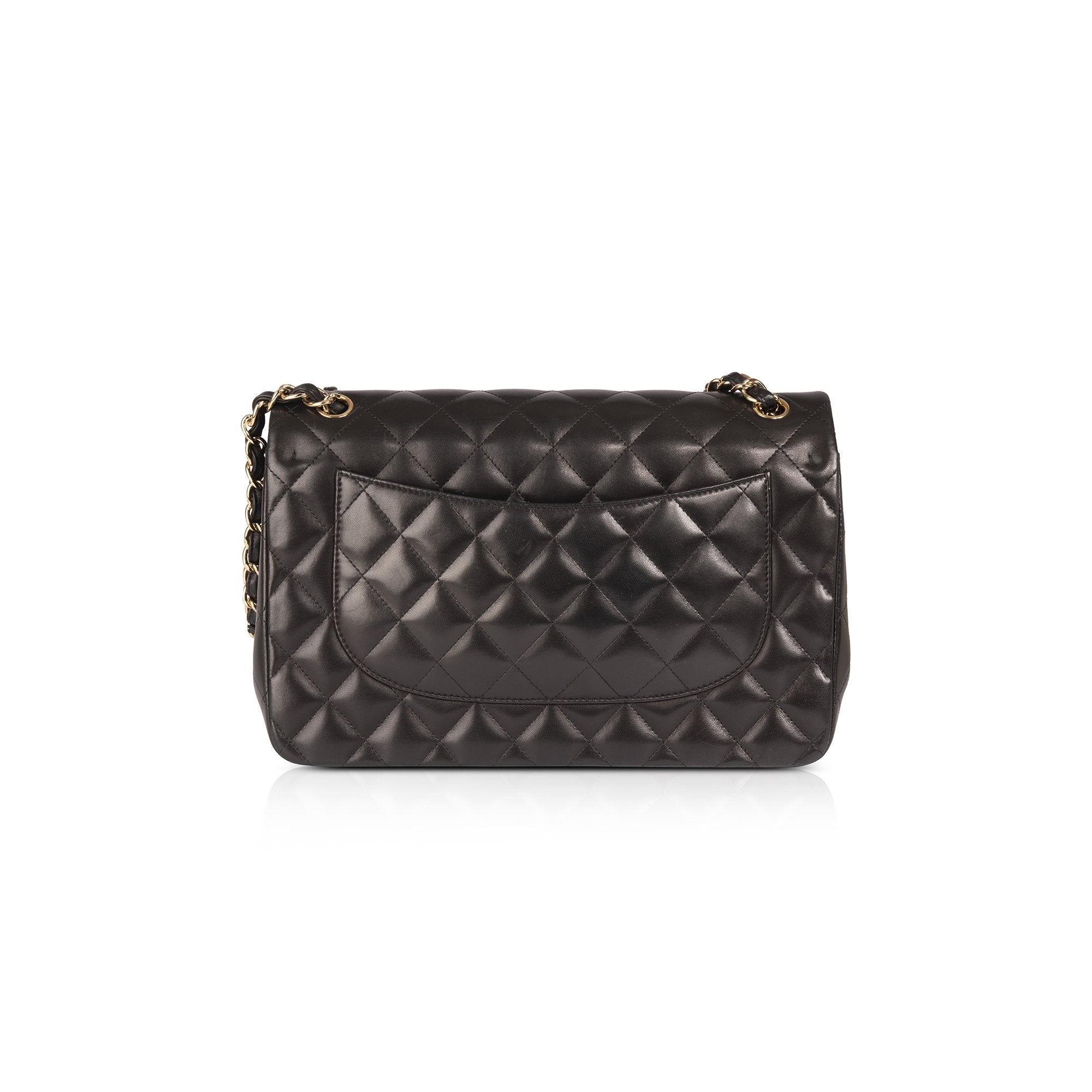 Chanel Black Lambskin Classic Jumbo Double Flap Bag w/ Box & Authenticity Card