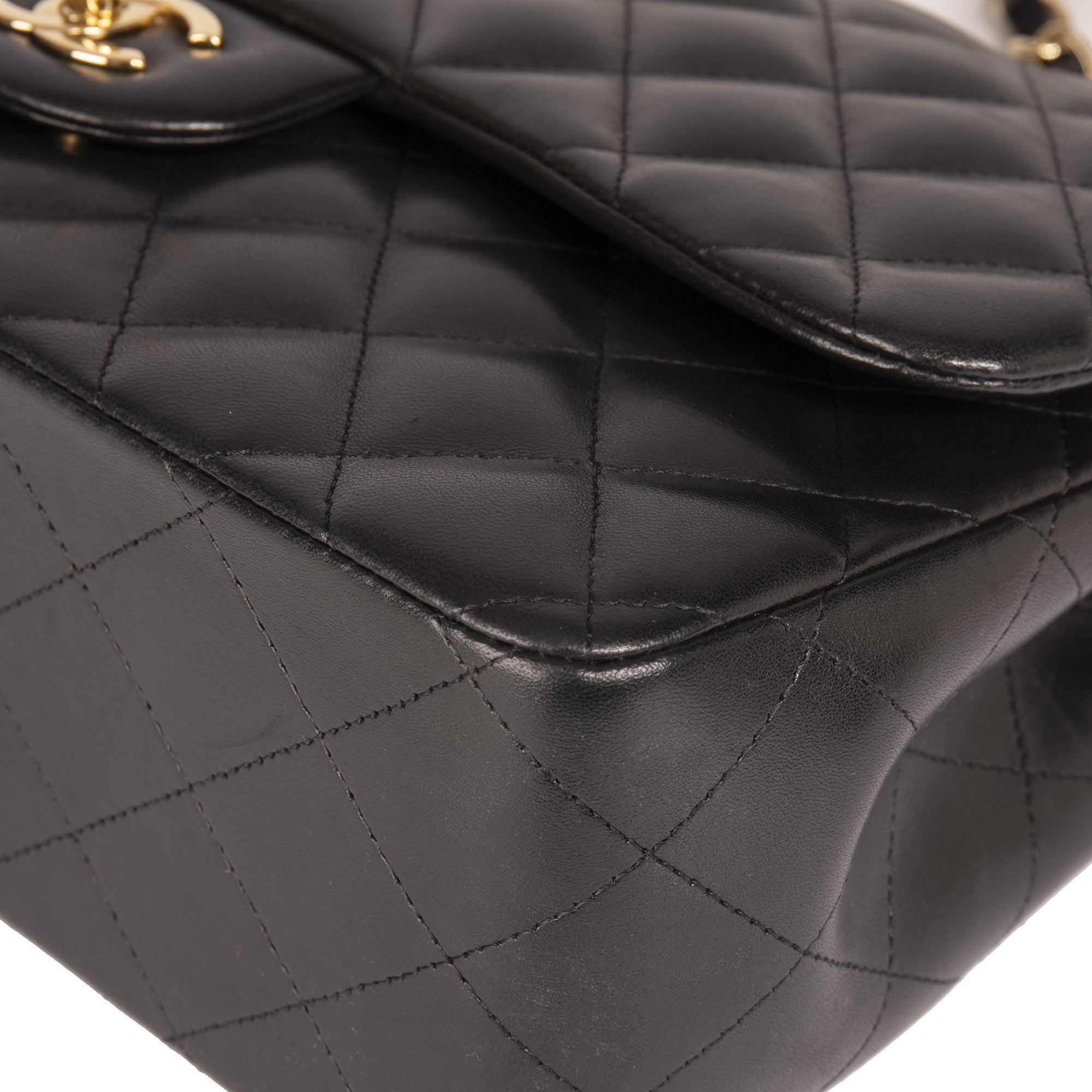 Chanel Black Lambskin Classic Jumbo Double Flap Bag w/ Box & Authenticity Card