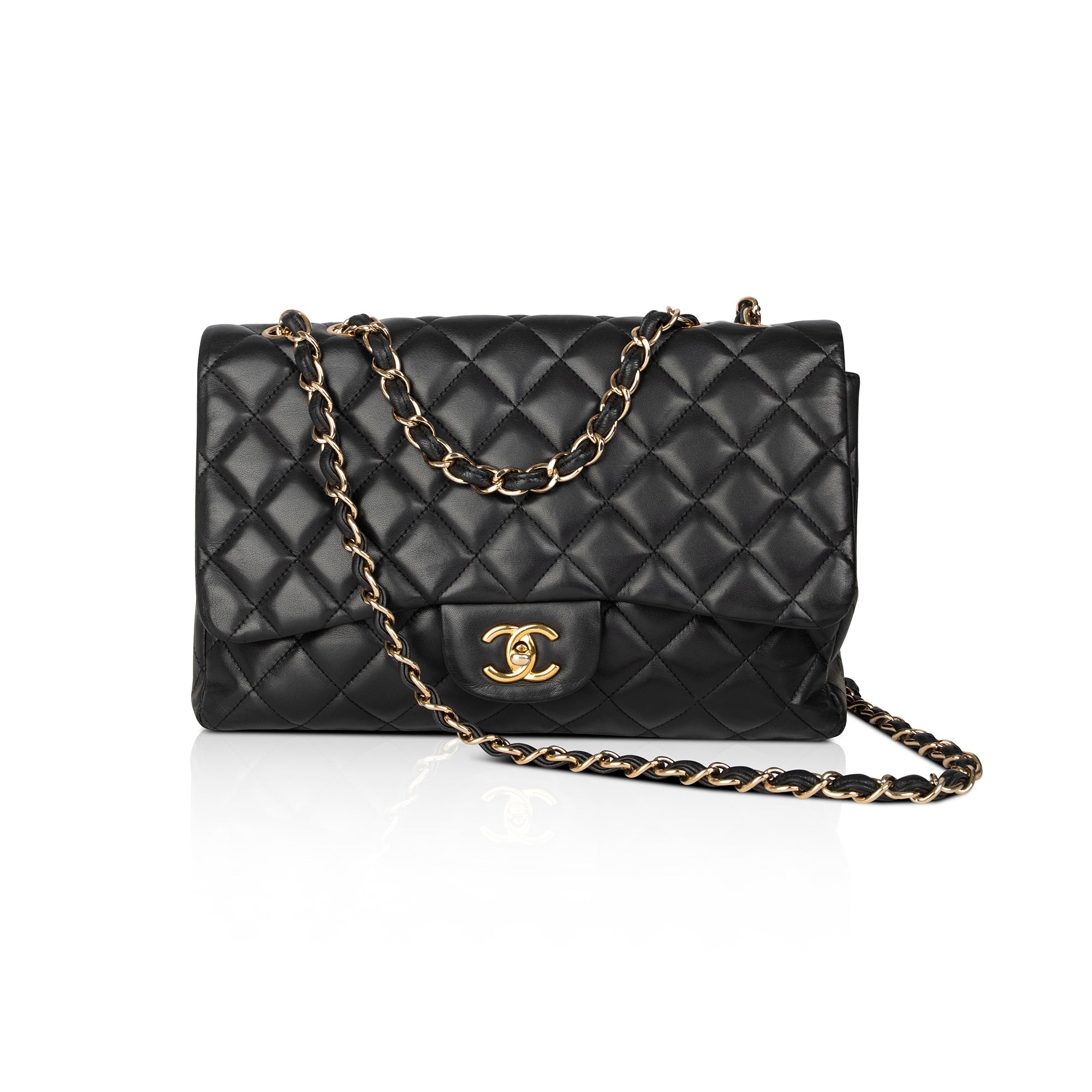 Chanel Black Lambskin Classic Jumbo Single Flap Bag