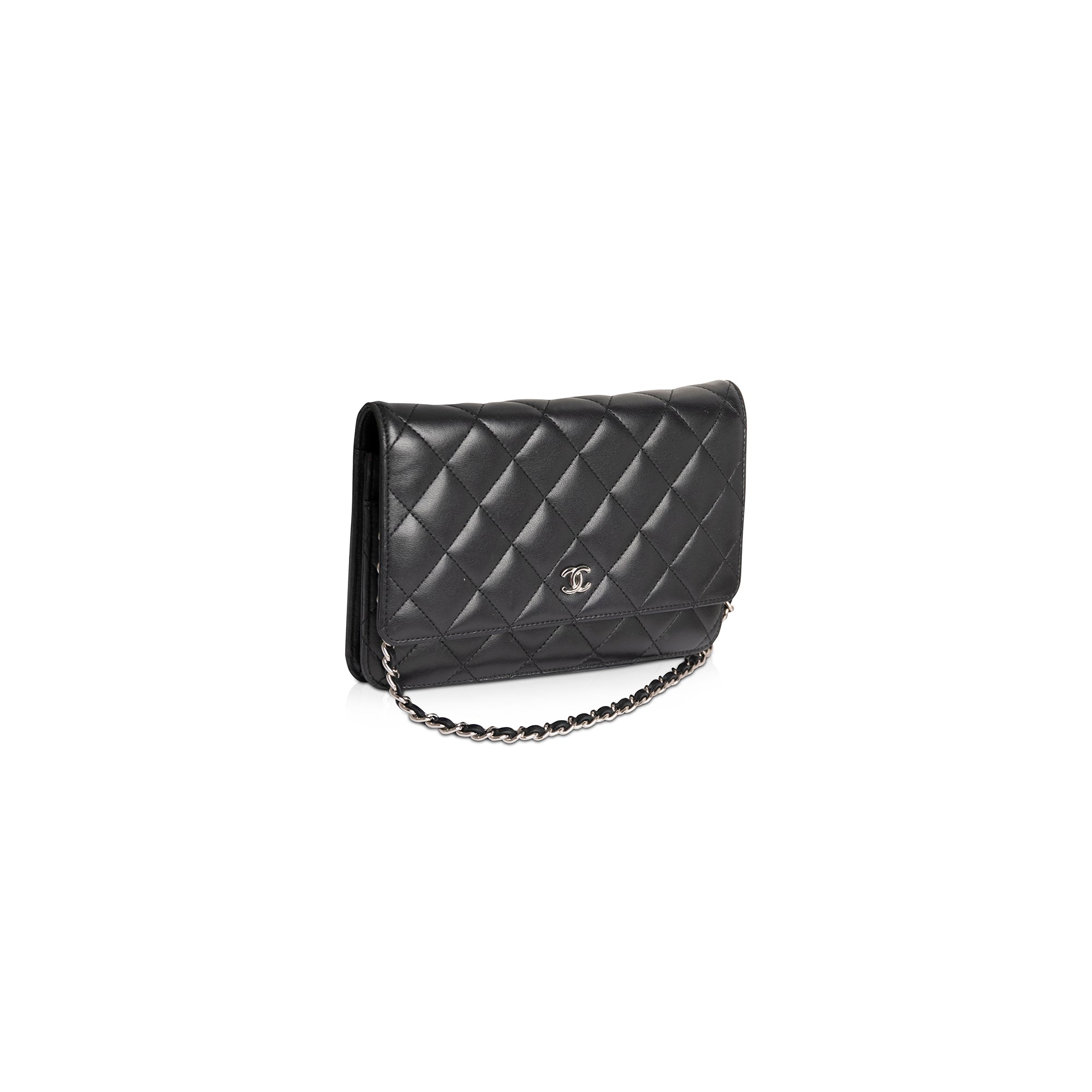 Chanel Black Lambskin Classic Wallet on Chain