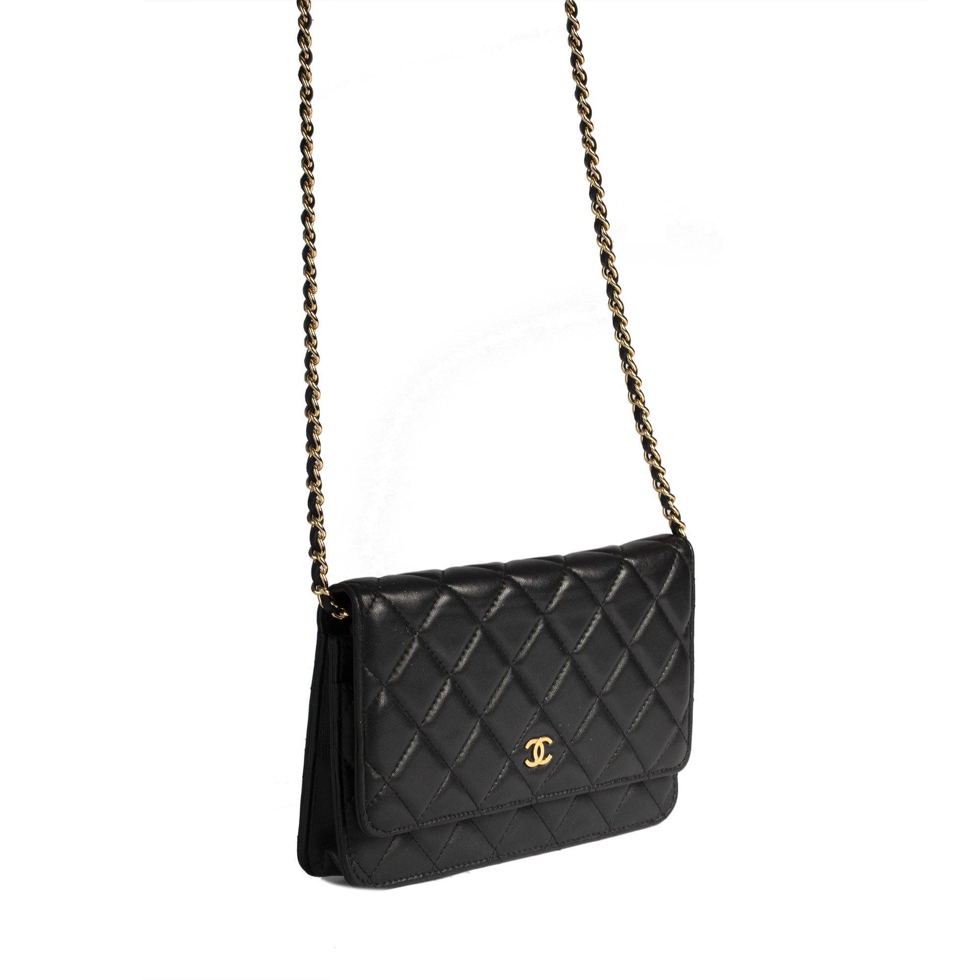 Chanel Black Lambskin Classic Wallet on Chain