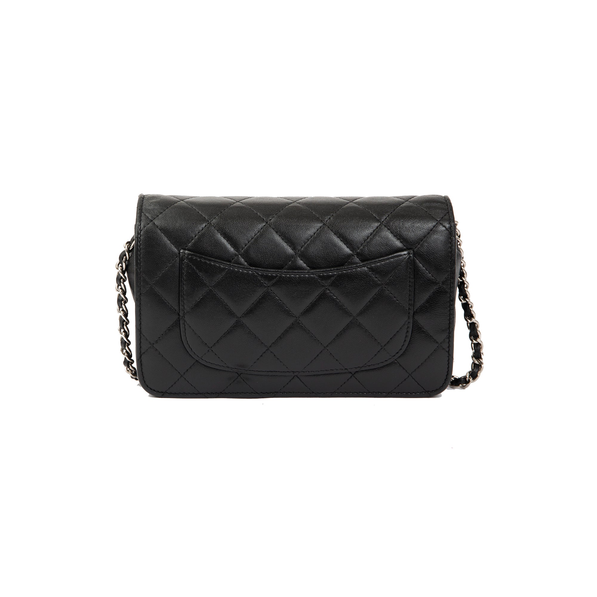 Chanel Black Lambskin Classic Wallet on Chain w/ Box