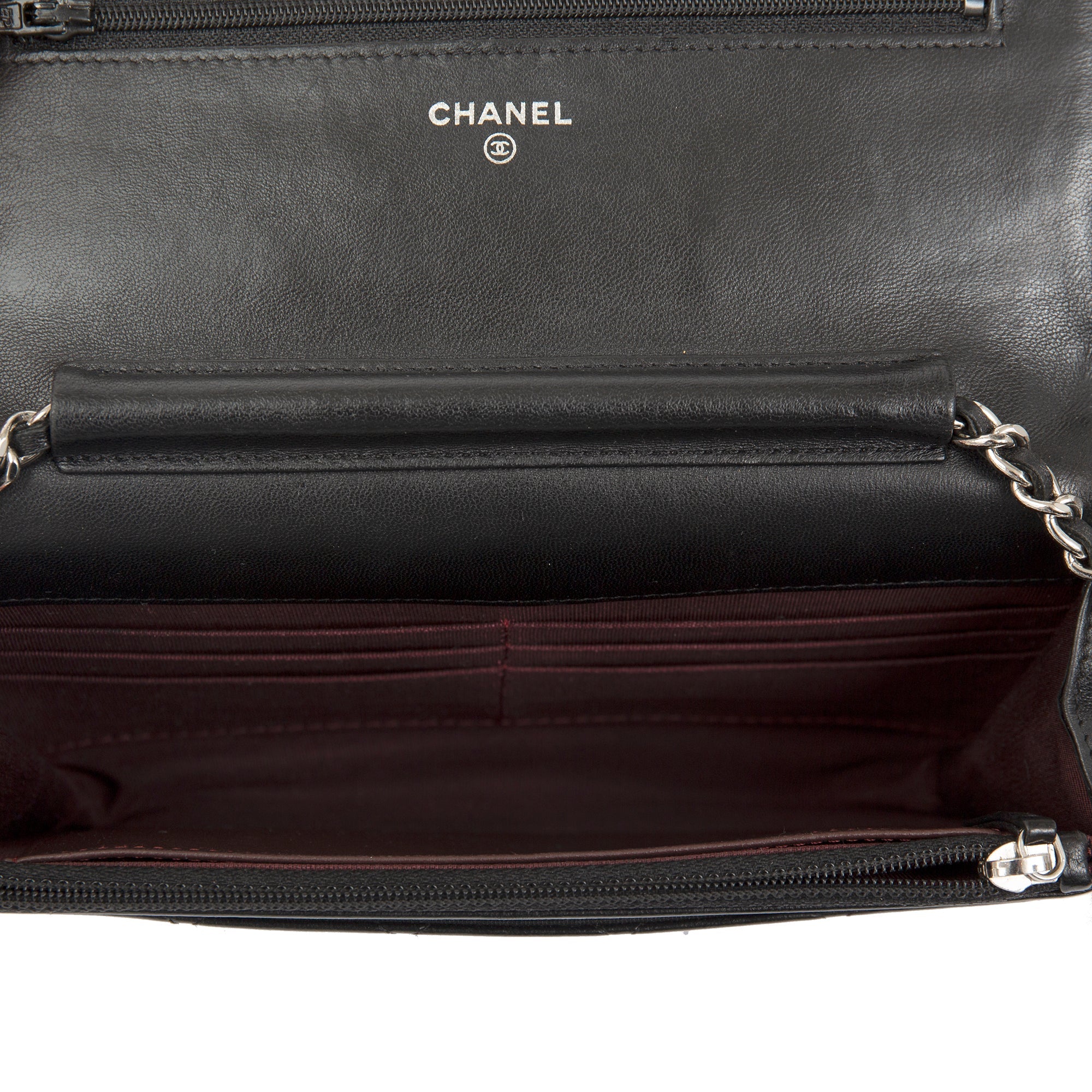 Chanel Black Lambskin Classic Wallet on Chain w/ Box