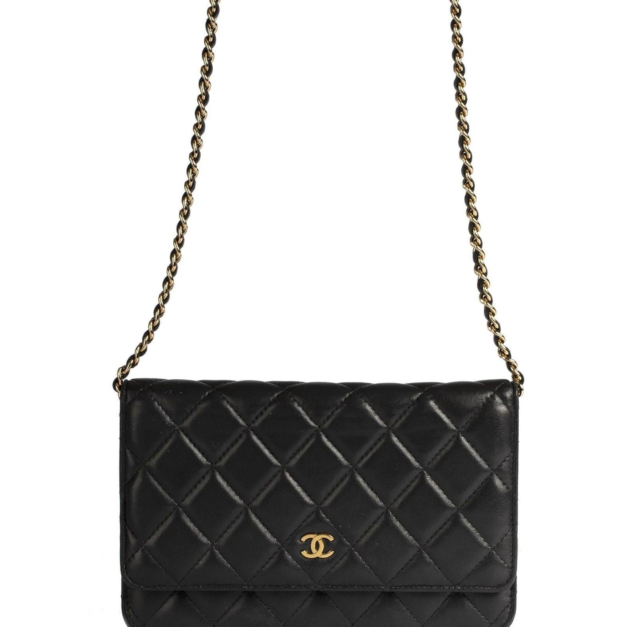 Chanel Black Lambskin Classic Wallet on Chain
