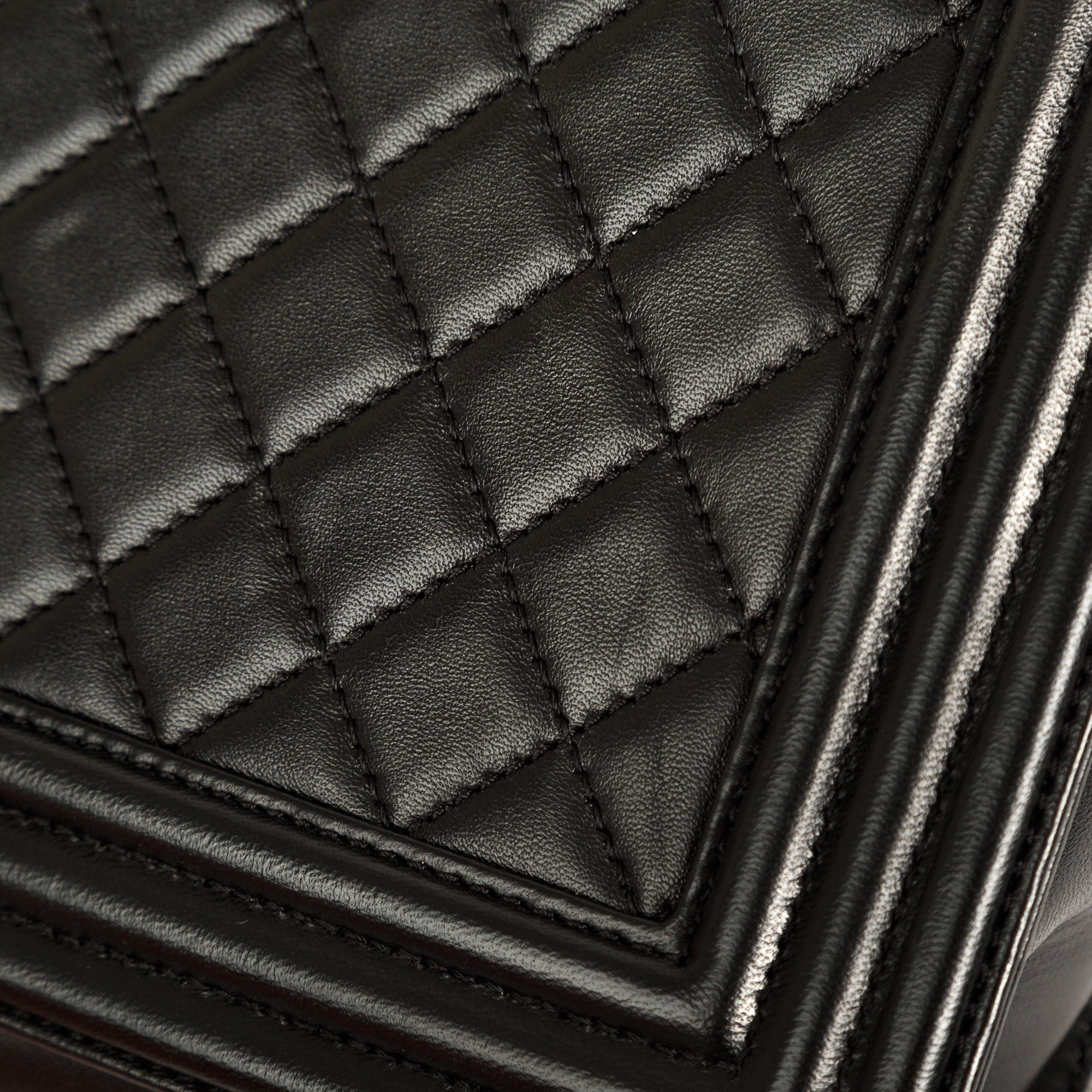 Chanel Black Lambskin Large Boy Bag w/ Authenticity Card