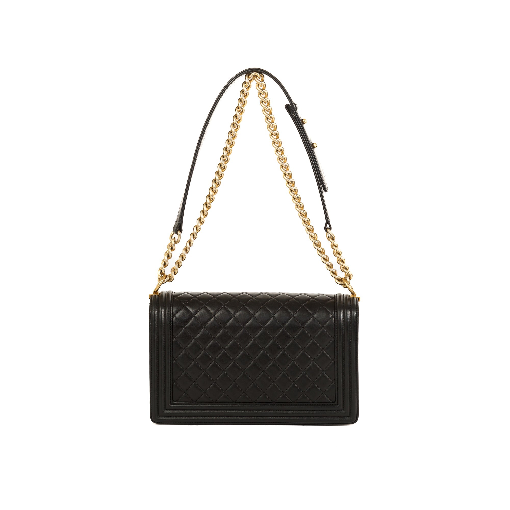 Chanel Black Lambskin Large Boy Bag w/ Authenticity Card