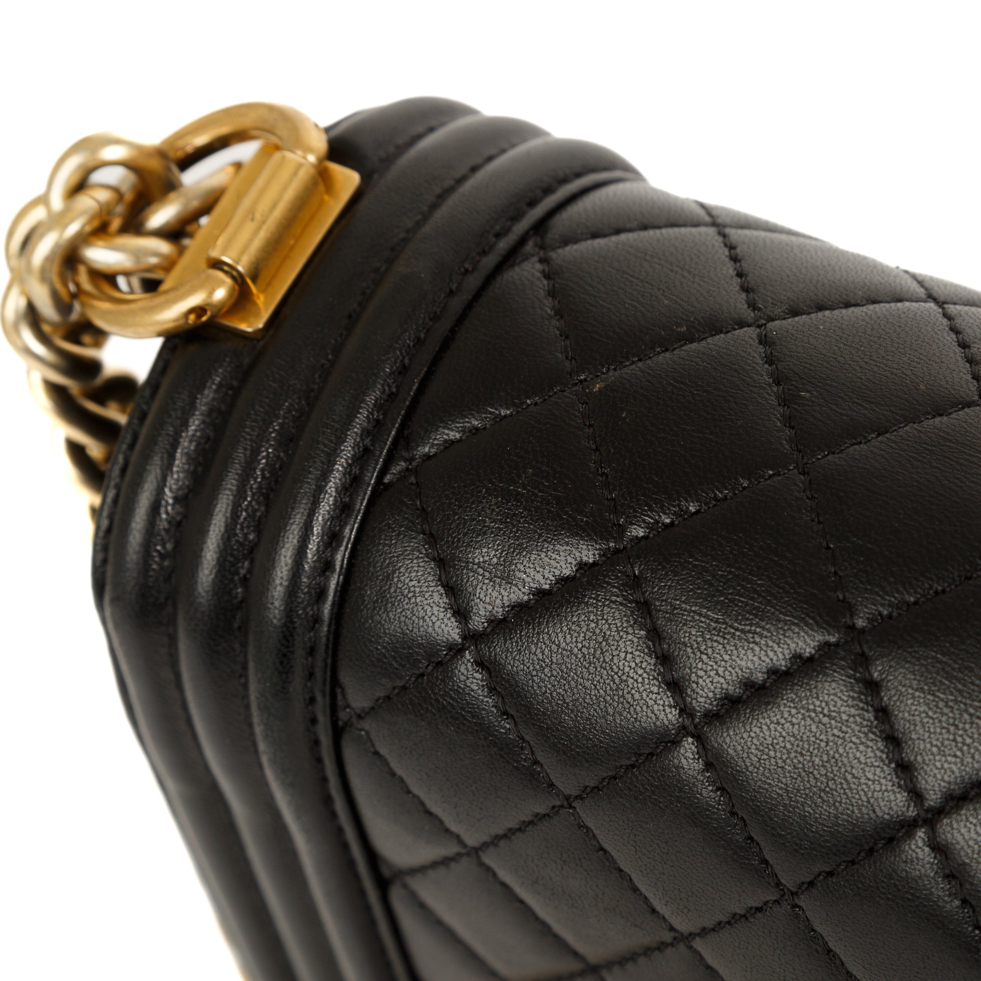 Chanel Black Lambskin Large Boy Bag w/ Authenticity Card