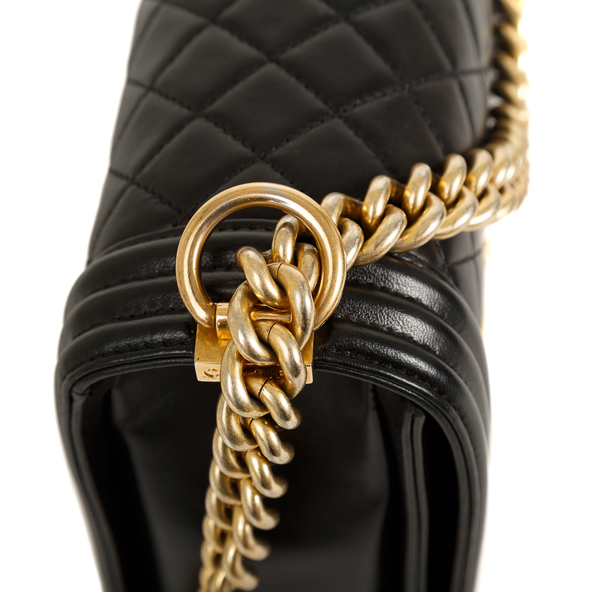 Chanel Black Lambskin Large Boy Bag w/ Authenticity Card