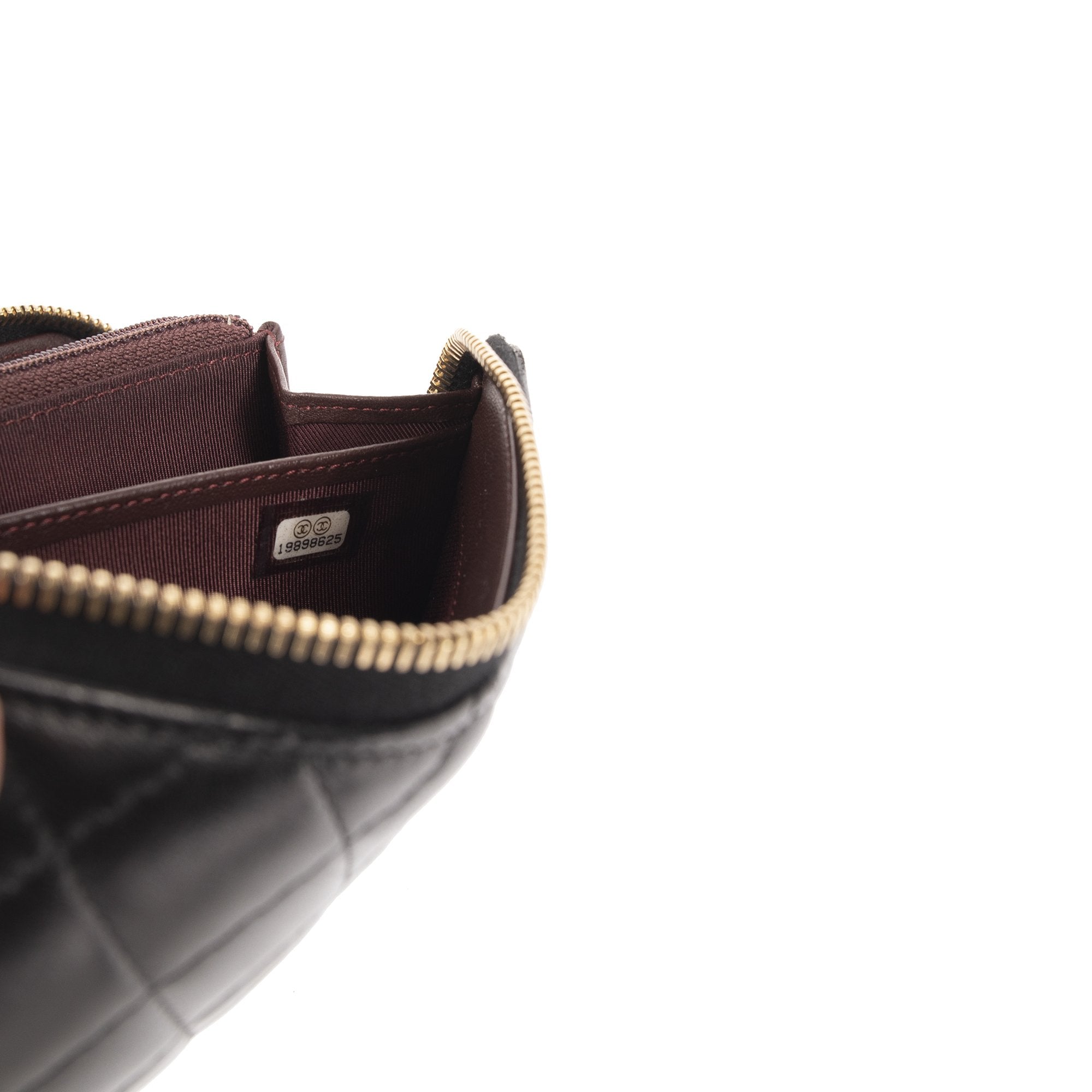 Chanel Black Lambskin Quilted Long Zip Wallet