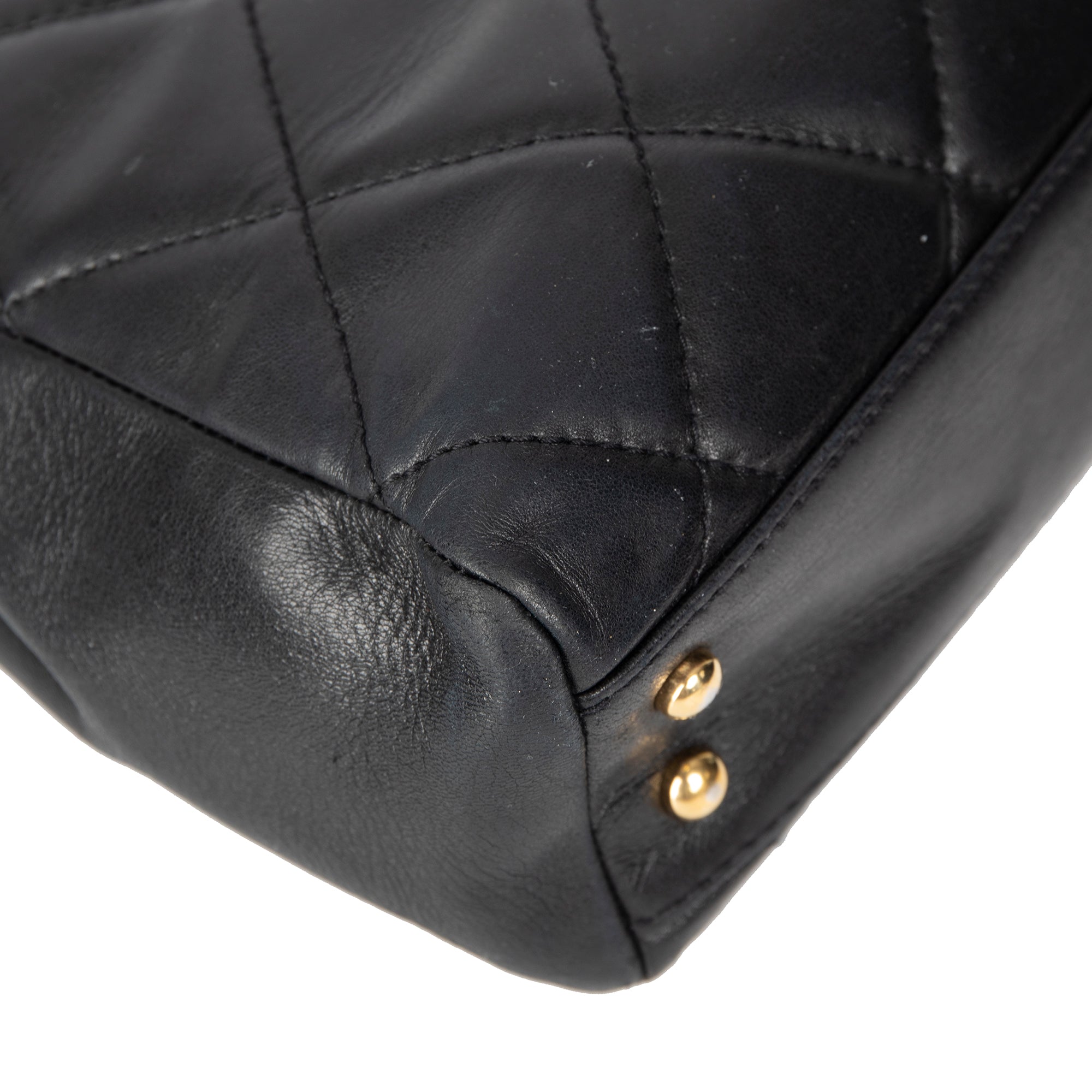 Chanel Black Leather Shopping Tote