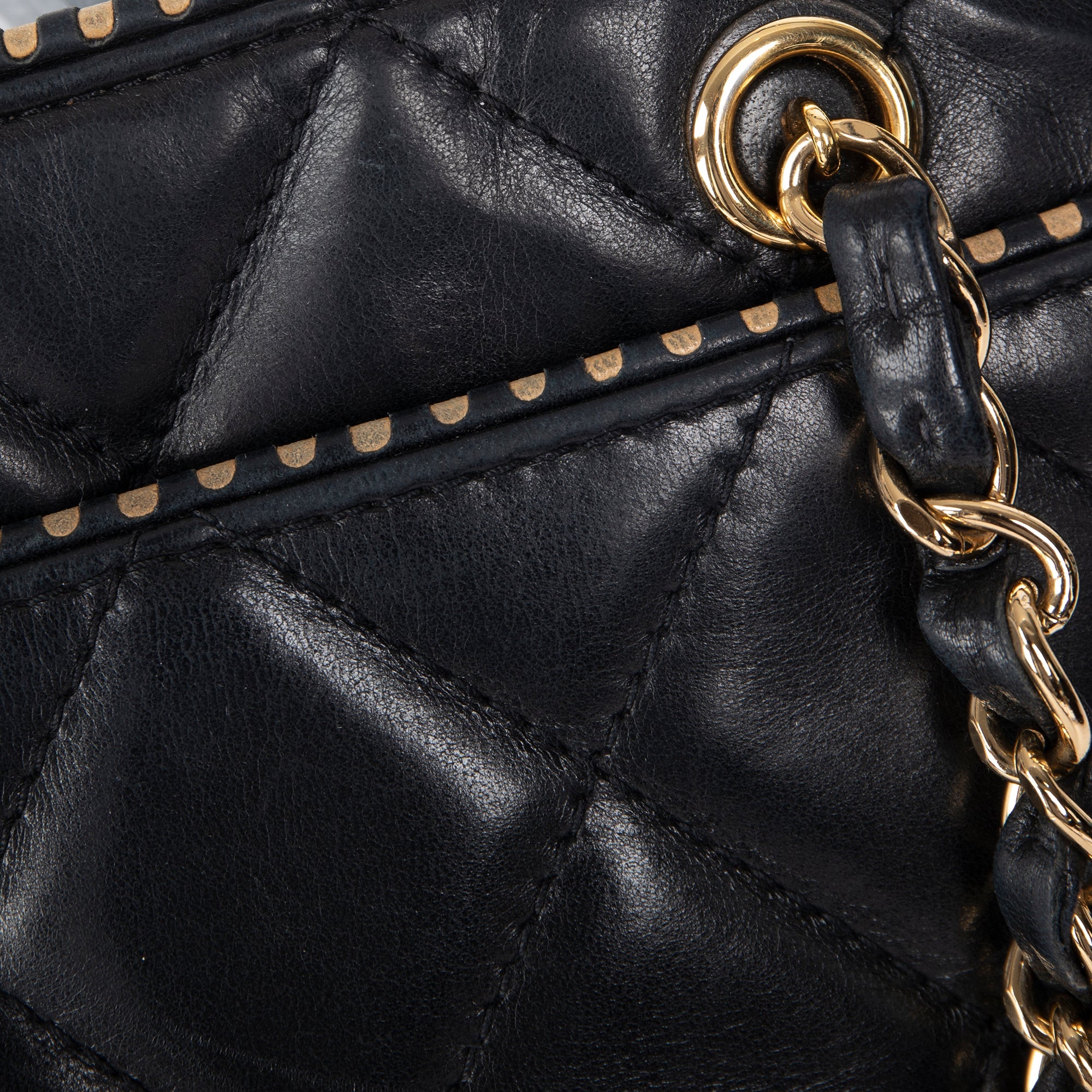 Chanel Black Leather Shopping Tote