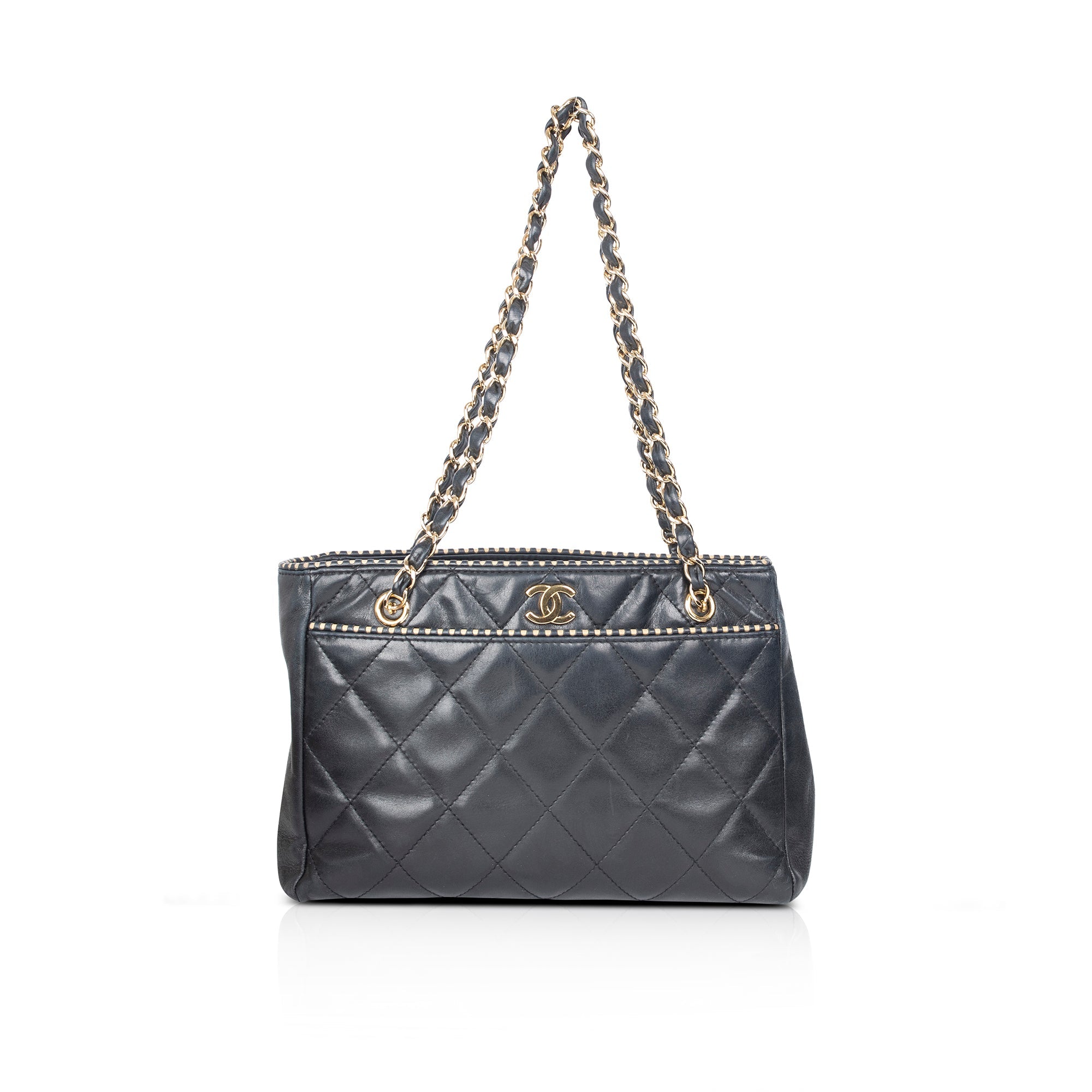 Chanel Black Leather Shopping Tote