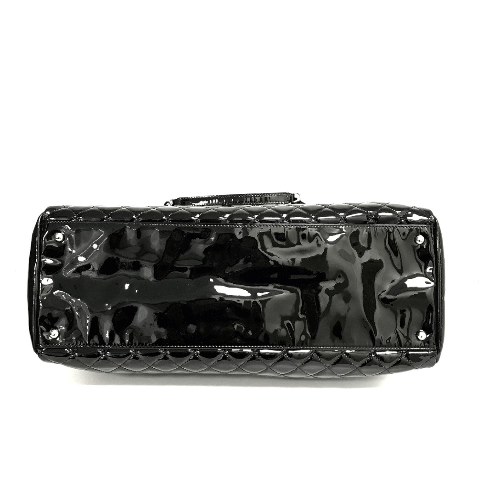 Chanel Black Maxi Patent Mademoiselle Bowler Bag