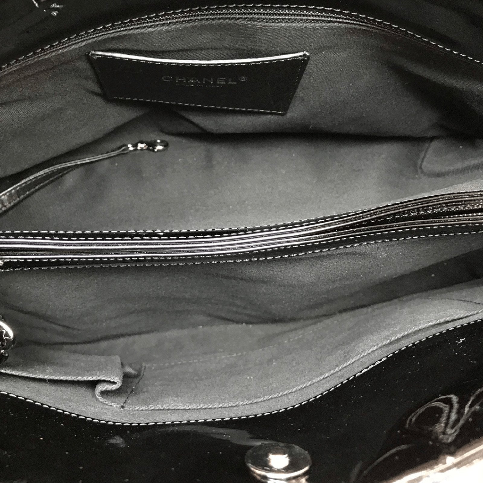 Chanel Black Maxi Patent Mademoiselle Bowler Bag