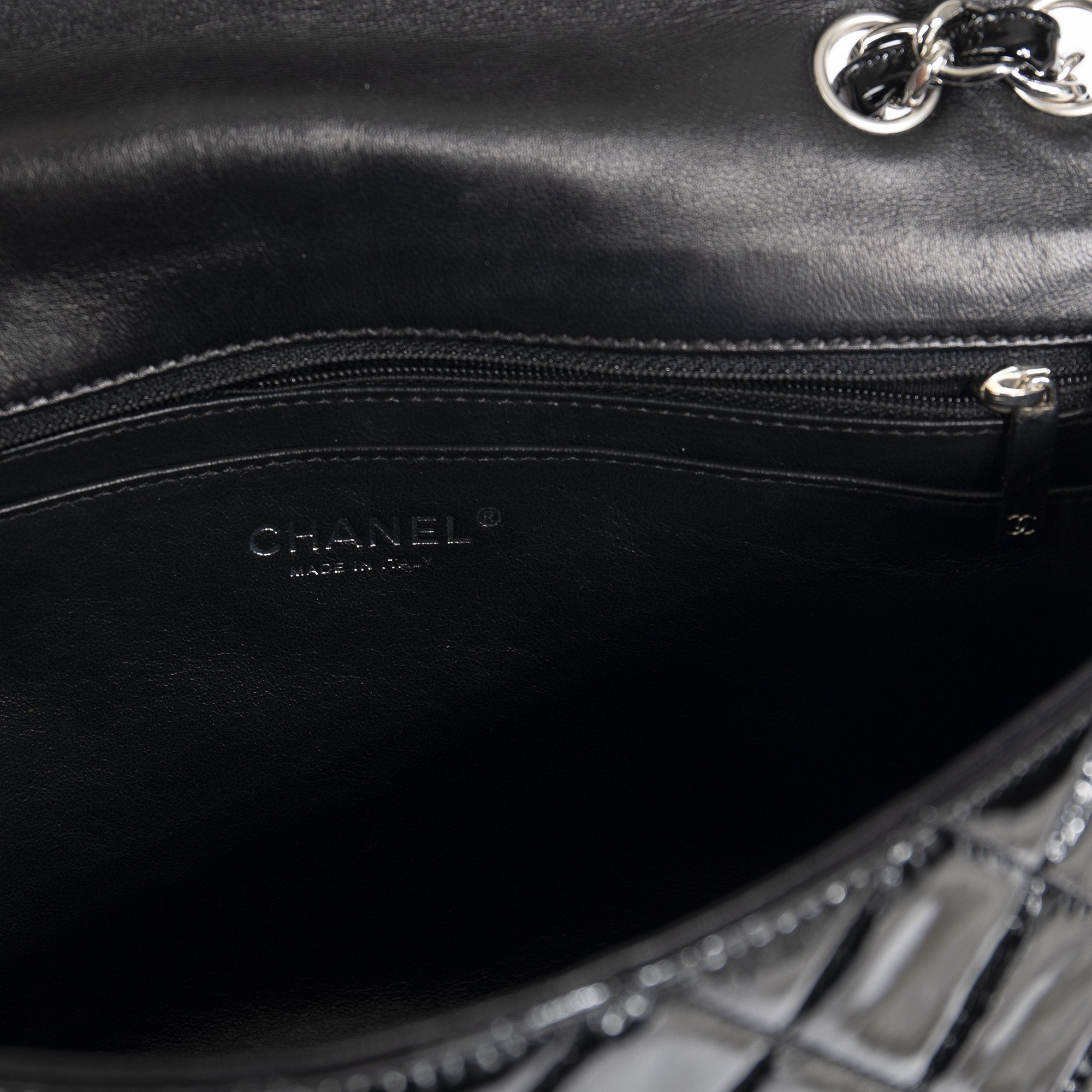 Chanel Black Patent Leather Classic Jumbo Single Flap Bag