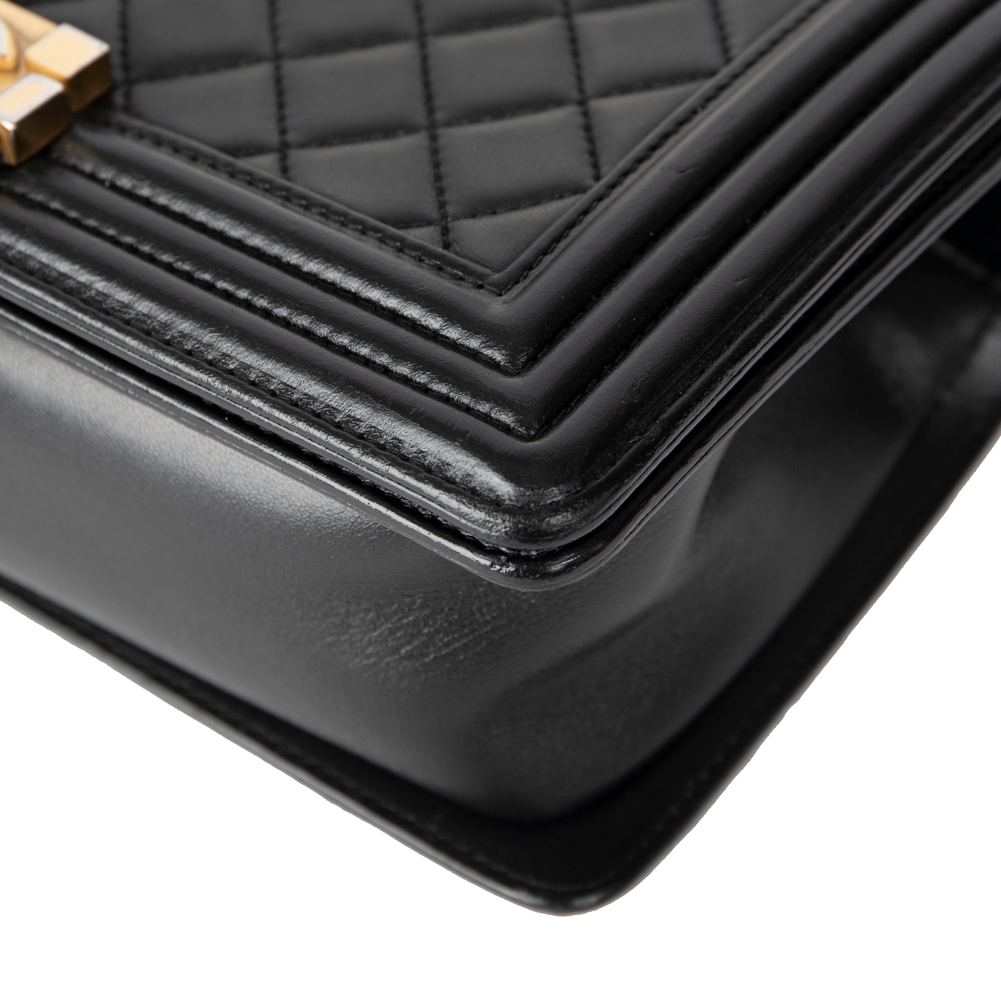 Chanel Black Quilted Lambskin Medium Boy Bag