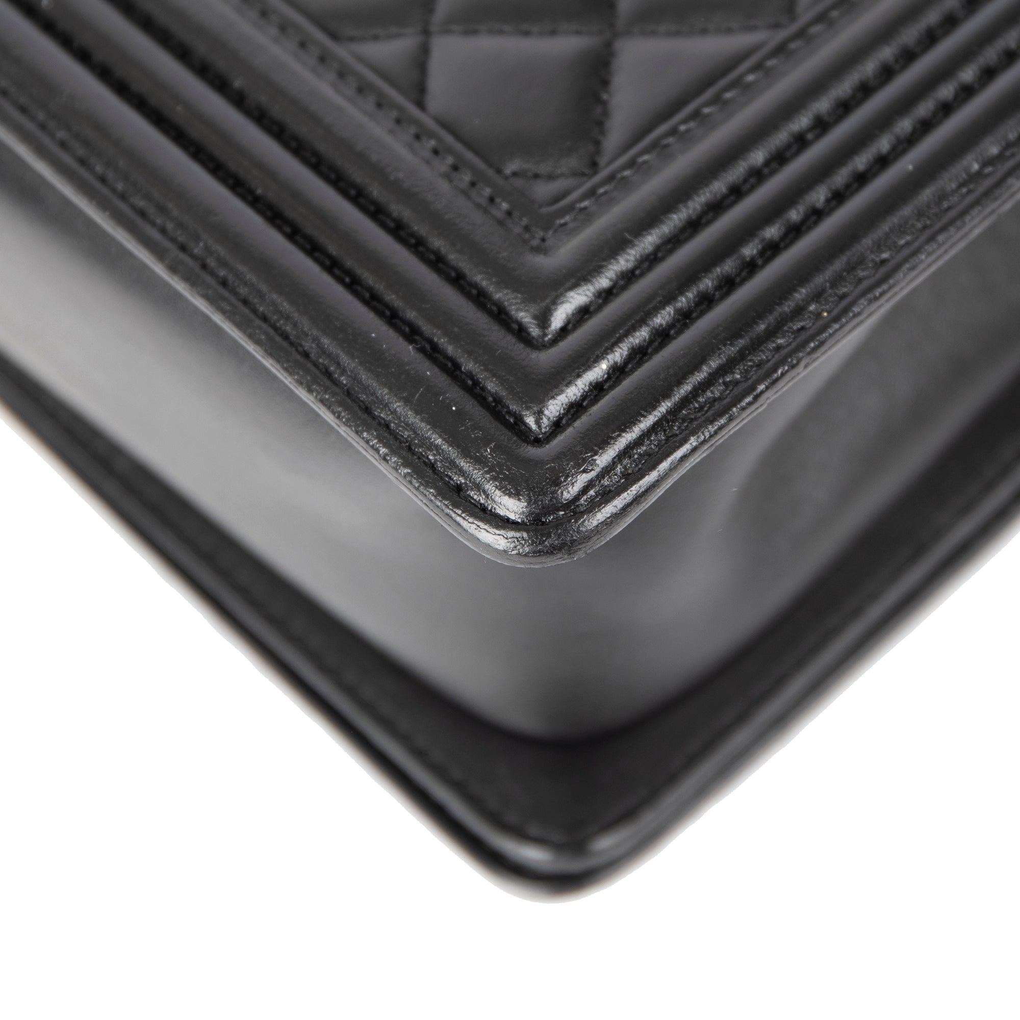 Chanel Black Quilted Lambskin Medium Boy Bag