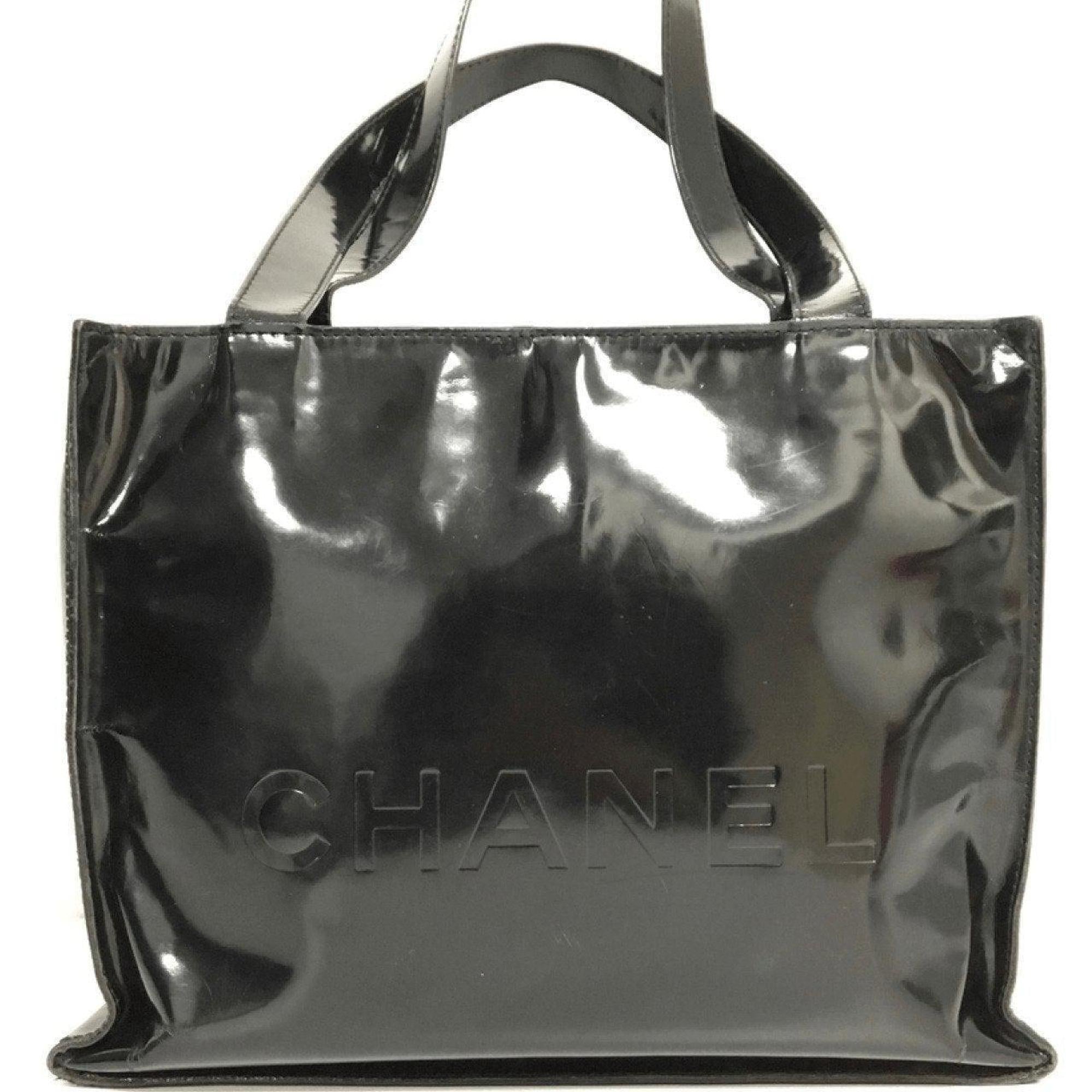 Chanel Black Vintage Vinyl Shopper Bag