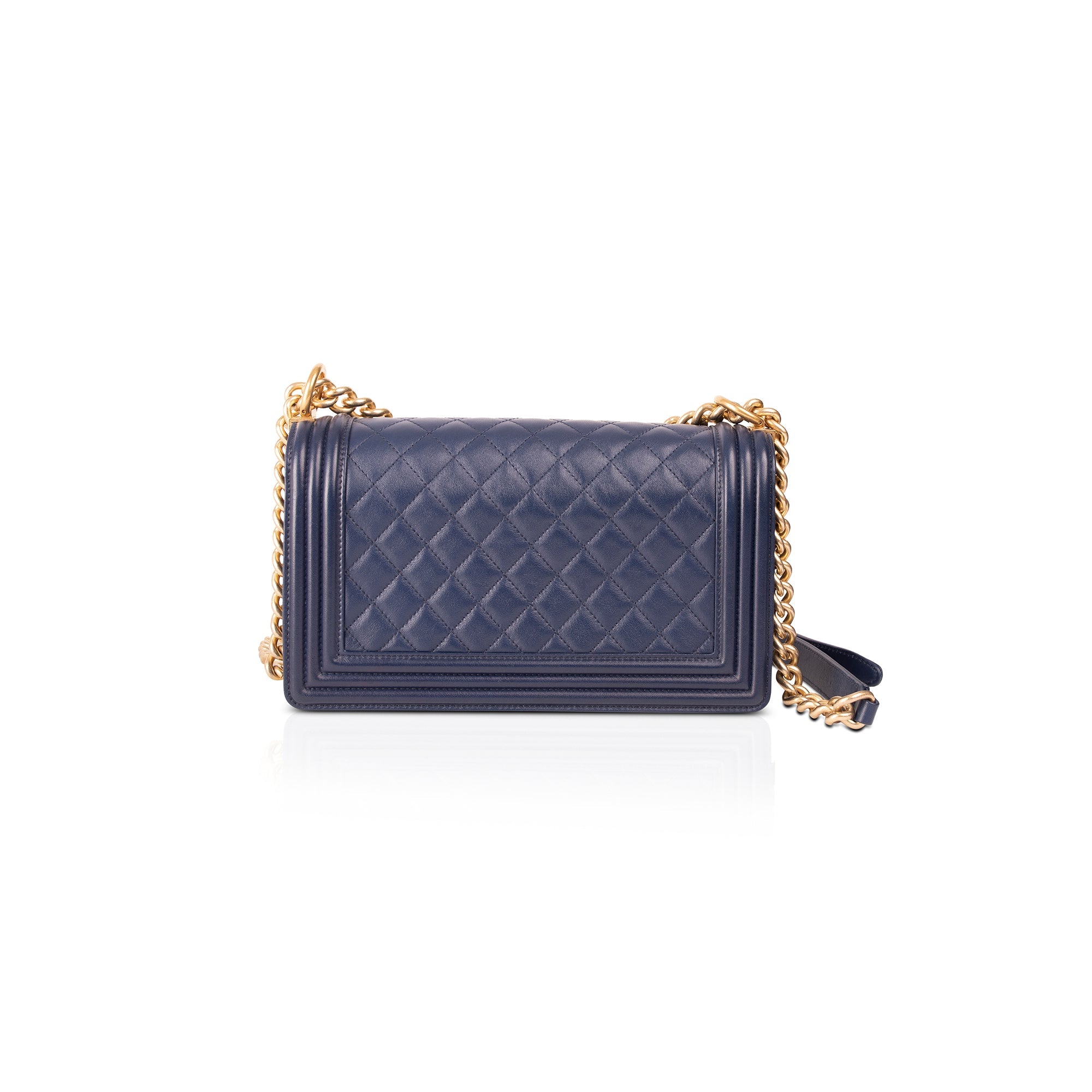 Chanel Blue Lambskin Medium Boy Bag w/ Box & Authenticity Card