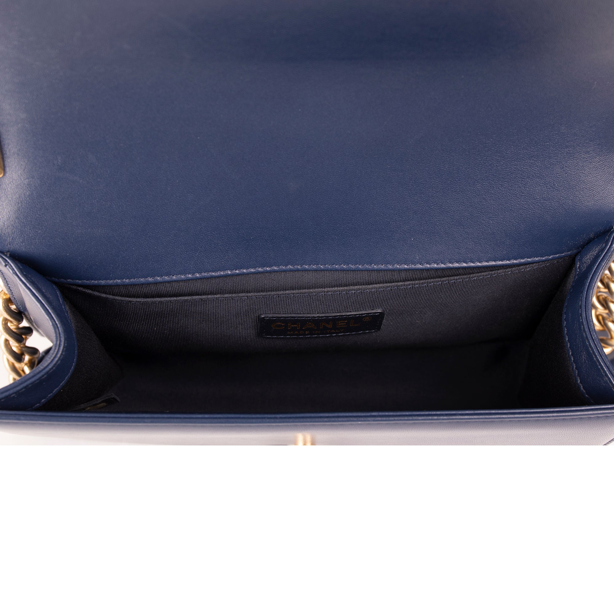 Chanel Blue Lambskin Medium Boy Bag w/ Box & Authenticity Card